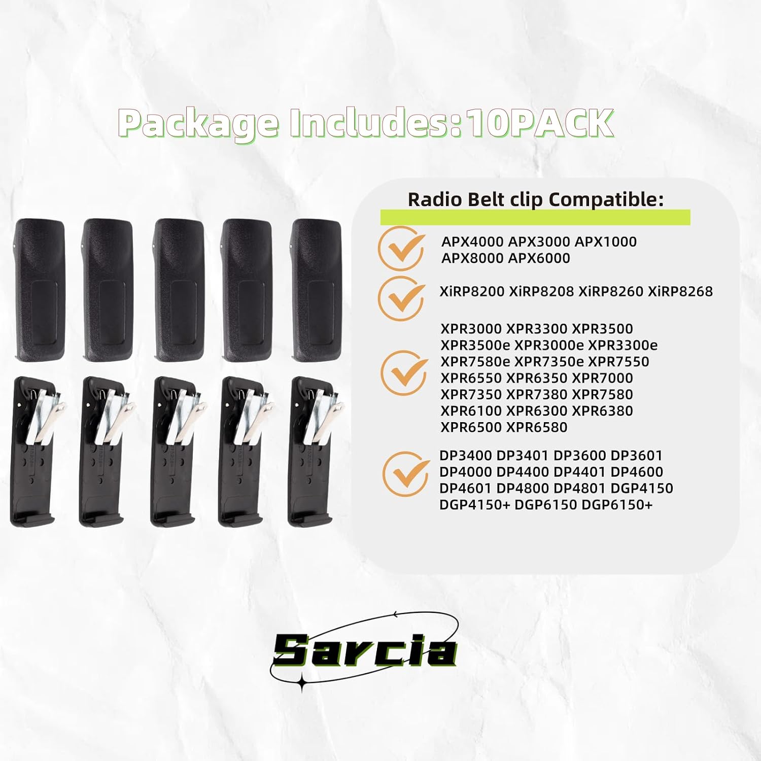 PMLN4651 Belt Clip Compatible with Motorola Radio XPR7550 APX6000 XPR6550 XPR3300 XPR3500e XPR3300e XPR3500 Walkie Talkie Clip Compatible with XPR Series and APX Series Radios,10 Pack