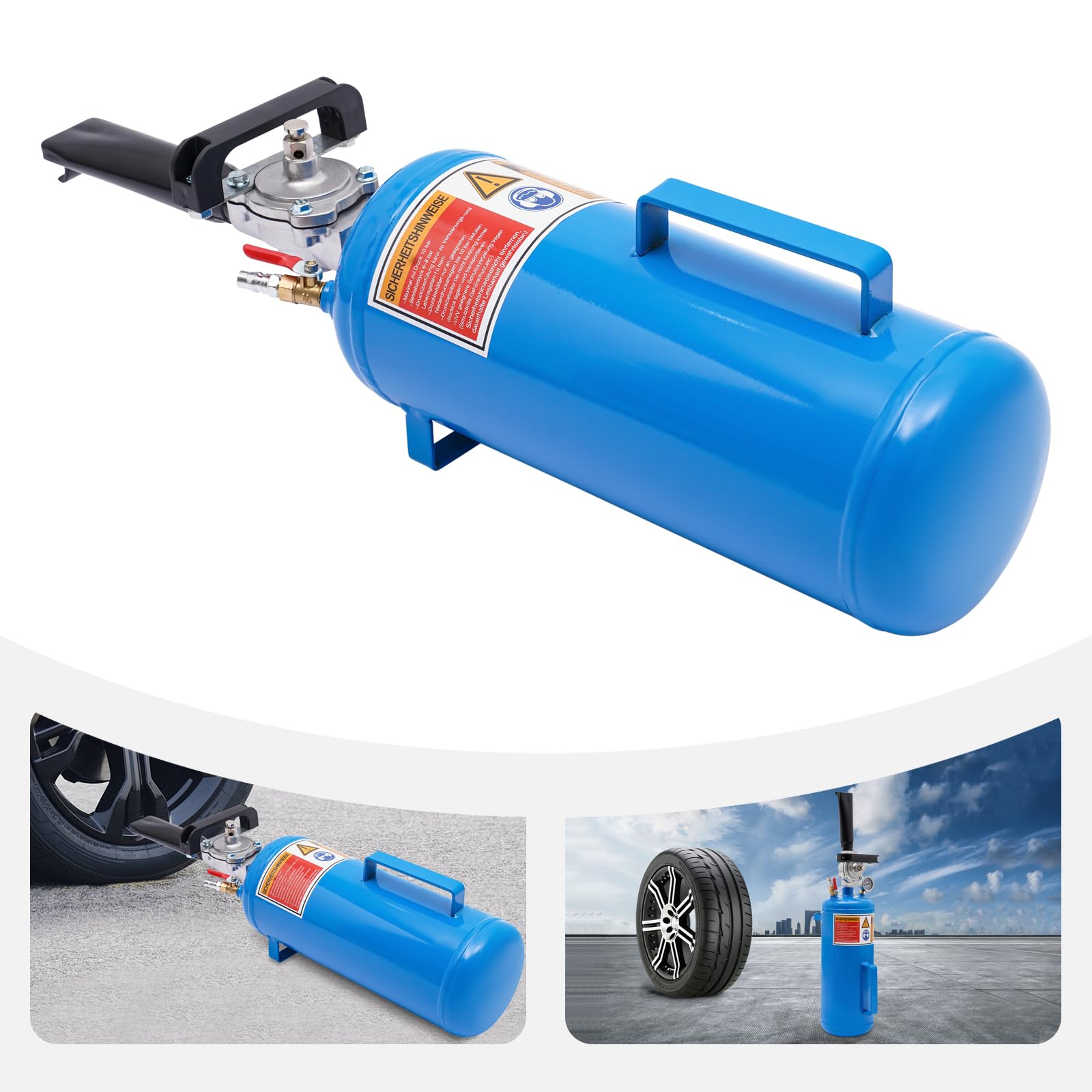 Pistola di gonfiaggio pneumatici ad aria compressa, capacità 8 l, pressione massima 1 MPa (blu)