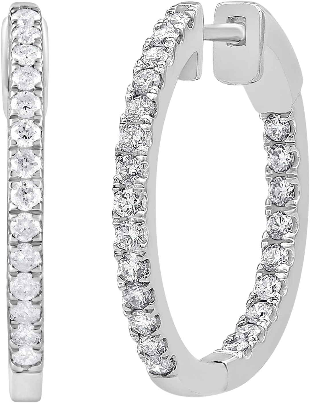 Beyond Brilliance0.50-2.00 Carat Inside-Out Diamond Hoop Earrings for Women | Sterling Silver Earrings | Round Lab-Grown Diamond | Fine Jewelry for Her | Gift Box Included