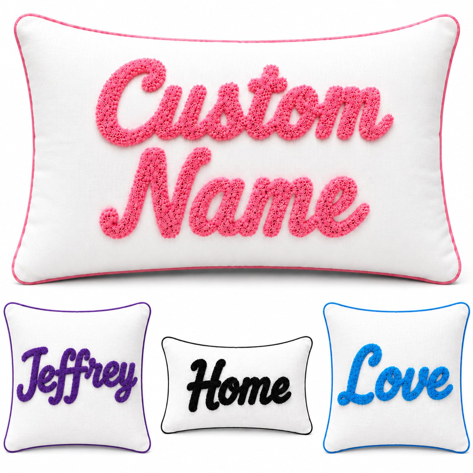 Personalised Embroidered Monogram Pillow Custom Name Initial Throw Pillow