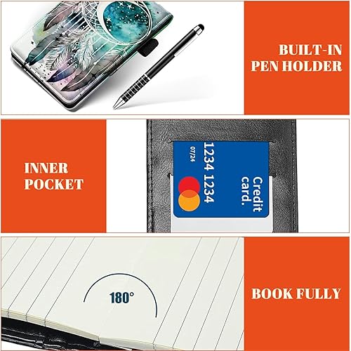 Miniatura 5 de Juego de 4 soportes para bloc de notas de tamaño de bolsillo, de piel sintética, mini bloc de notas con 2 bloc de notas pequeños y lápiz capacitivo,