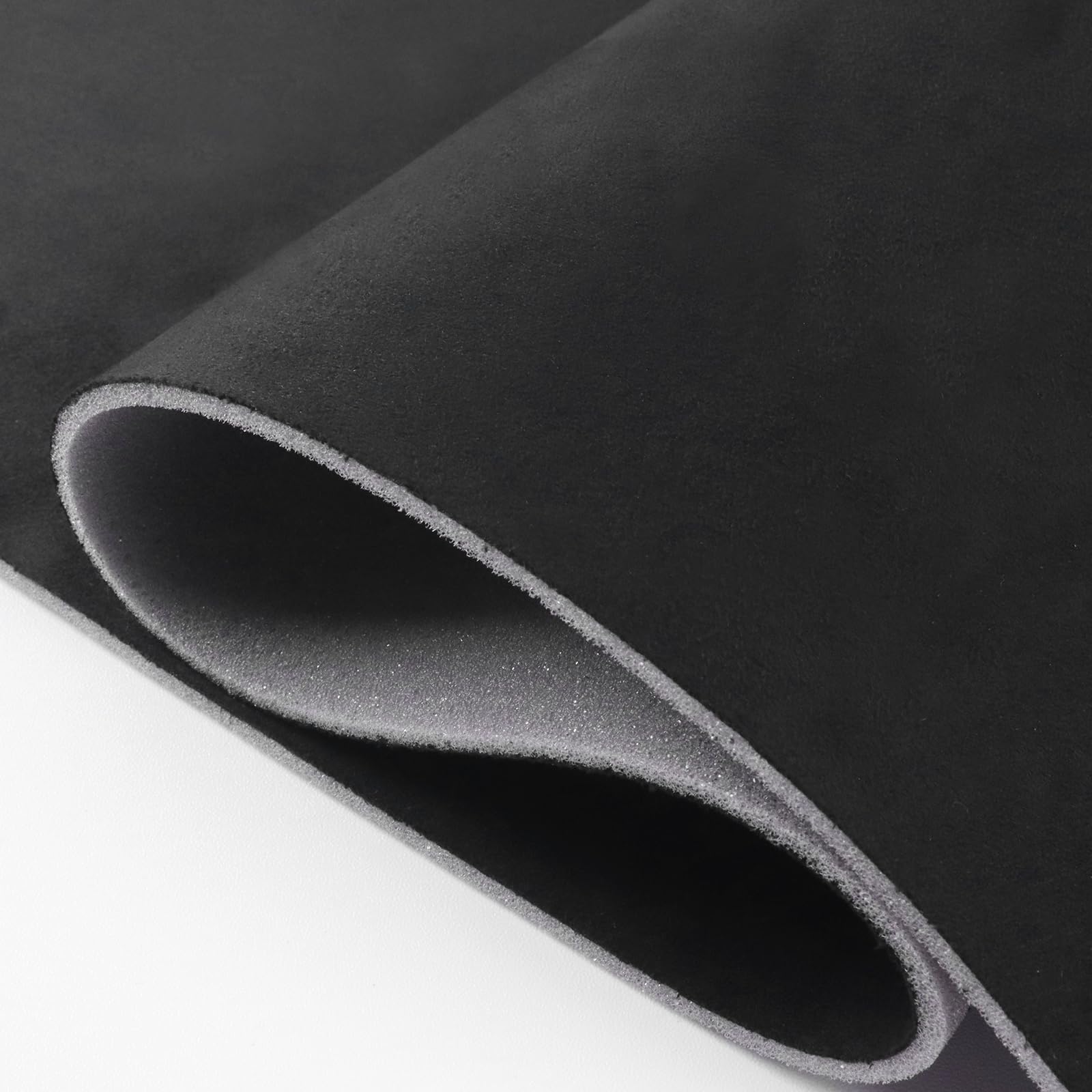 Wildleder Dachhimmel Stoff mit flammsicherer Schaumstoffrückseite, 245 x 150 cm, Autohimmelstoff für DIY Reparatur, Innenraumverkleidung, für Auto, LKW, SUV, Wohnmobil, Caravan, Boot, Schwarz