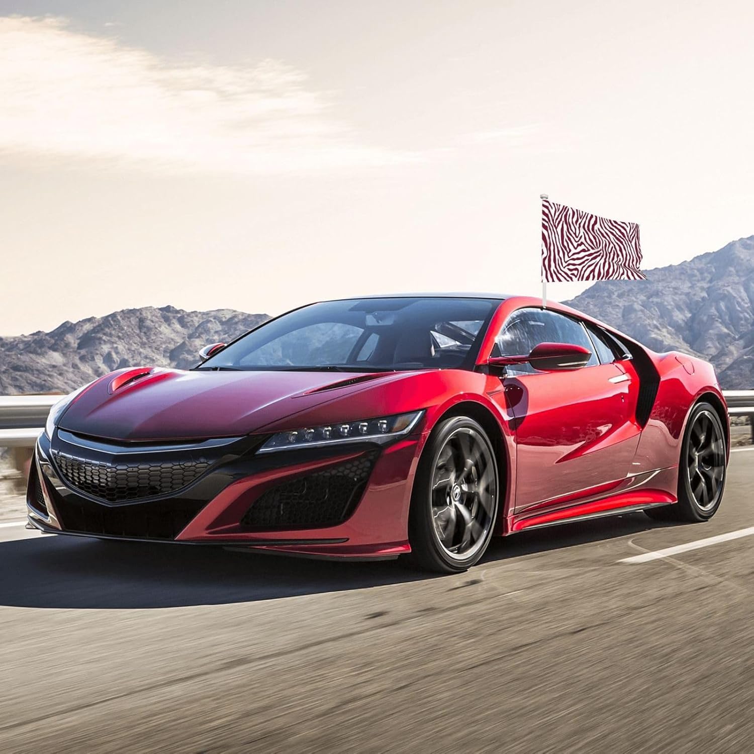 Abstract Red Zebra Stripe Pattern Car Flag Outdoor Window Clip 12 X 18 Inch Double Side Car Decoration