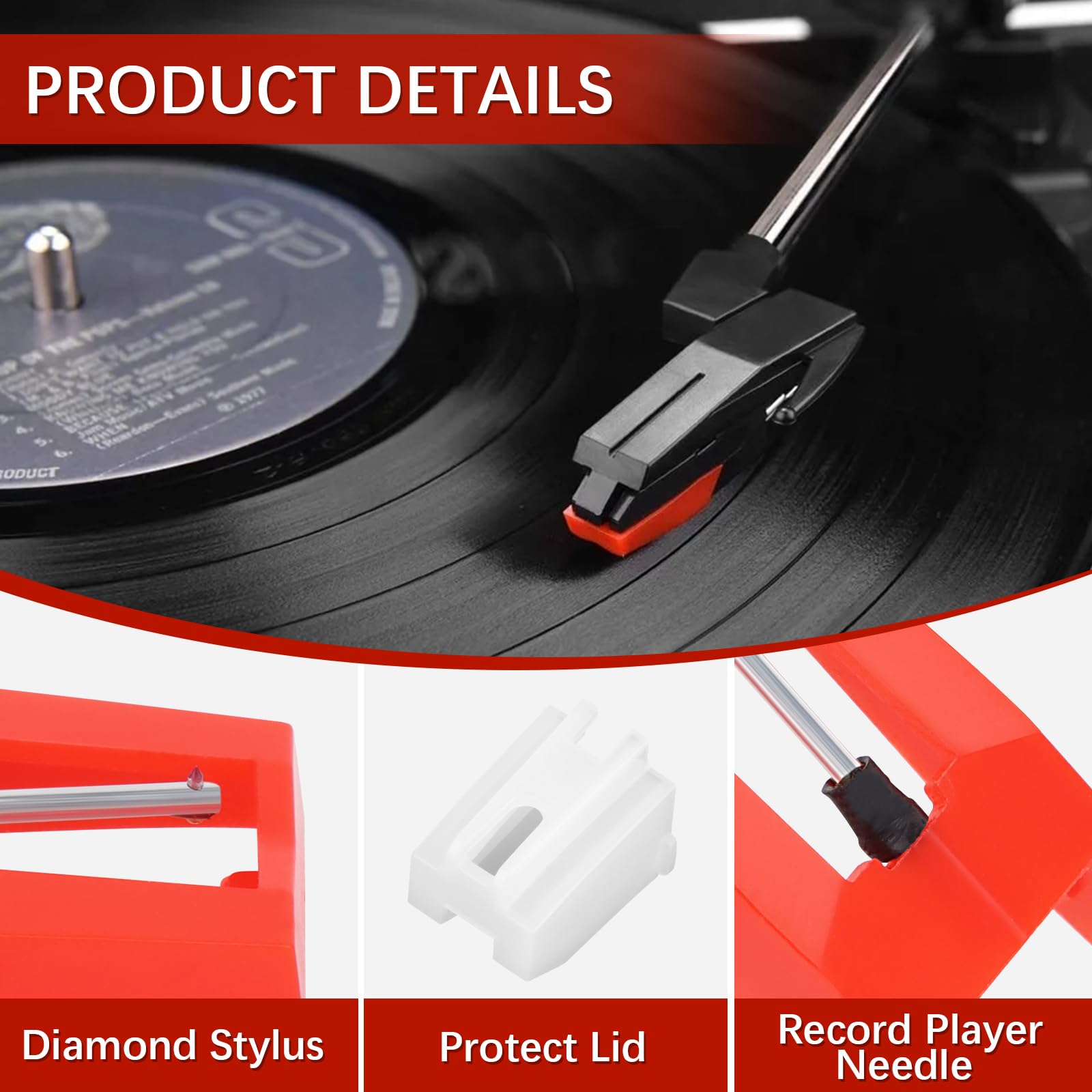 3 Pezzi Puntine per Giradischi Universali, Stilo di Ricambio in Diamante per Giradischi, Puntine Giradischi Universali, Fonografiche Fonografo Ago per Fonografi LP Giradischi in Vinile, Grammofoni