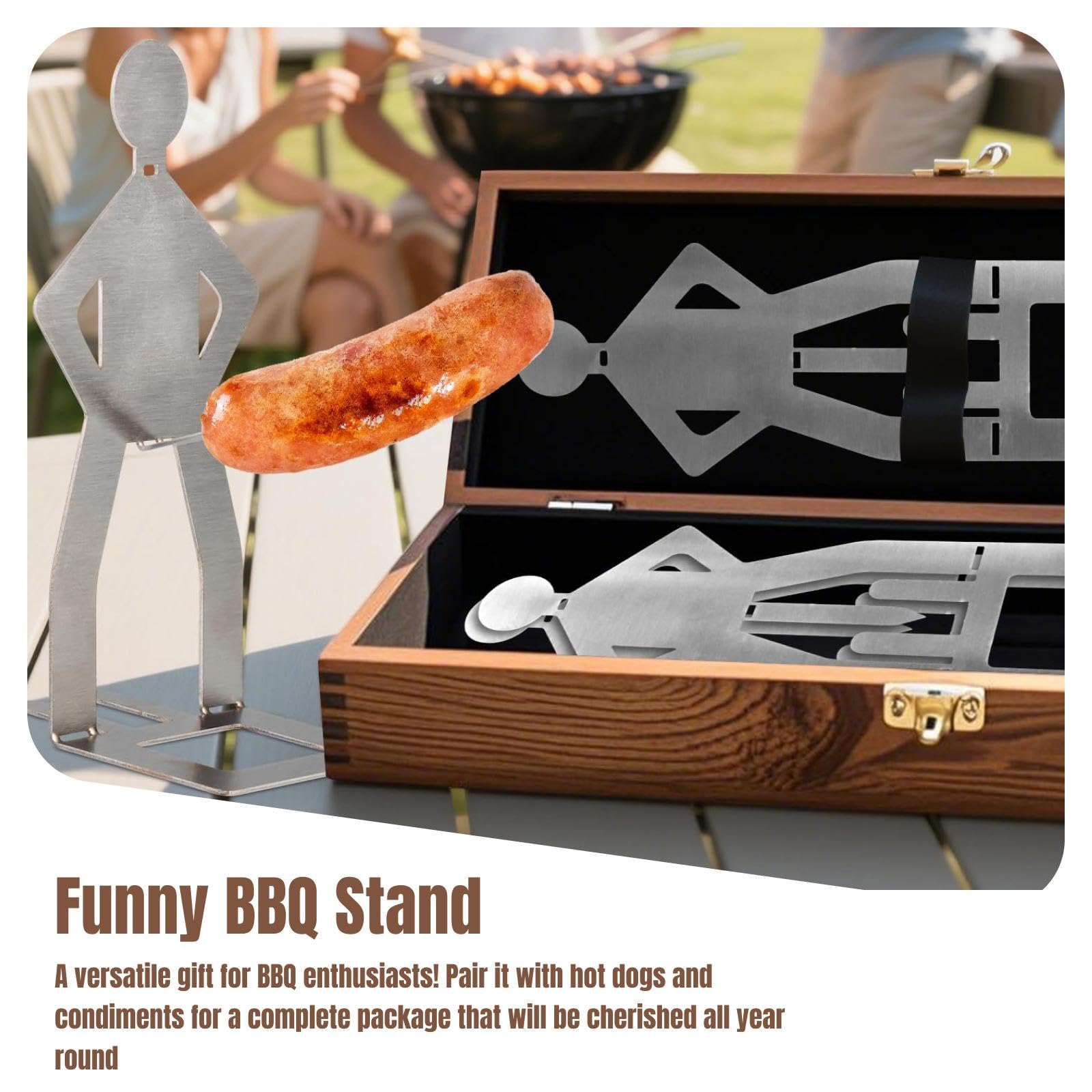 Baoblaze 4 Supporti per Barbecue, Bastoncini per Grigliare, Accessori per Salsicce, Dog da Viaggio
