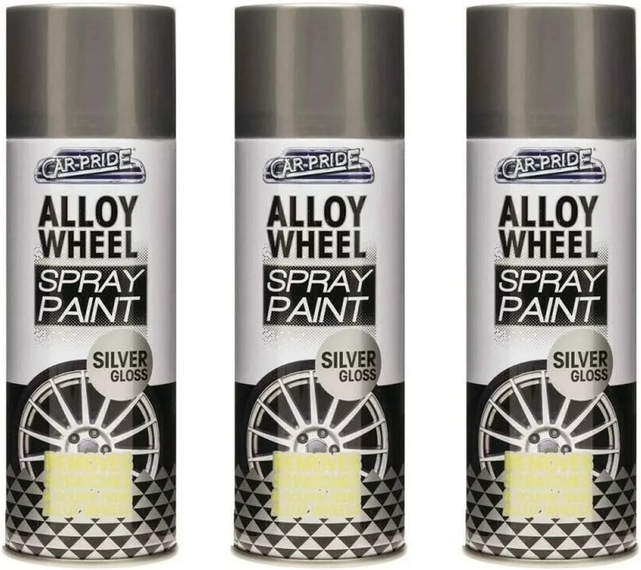 MIXEL Silver Gloss Alloy Wheel Spray Paint, DIY Enthusiasts, Easy to Apply, Fast-Drying Formula, Long-Lasting Protection, Perfect For Both Indoor And Outdoor Use, 400ml, (3 Pcs)