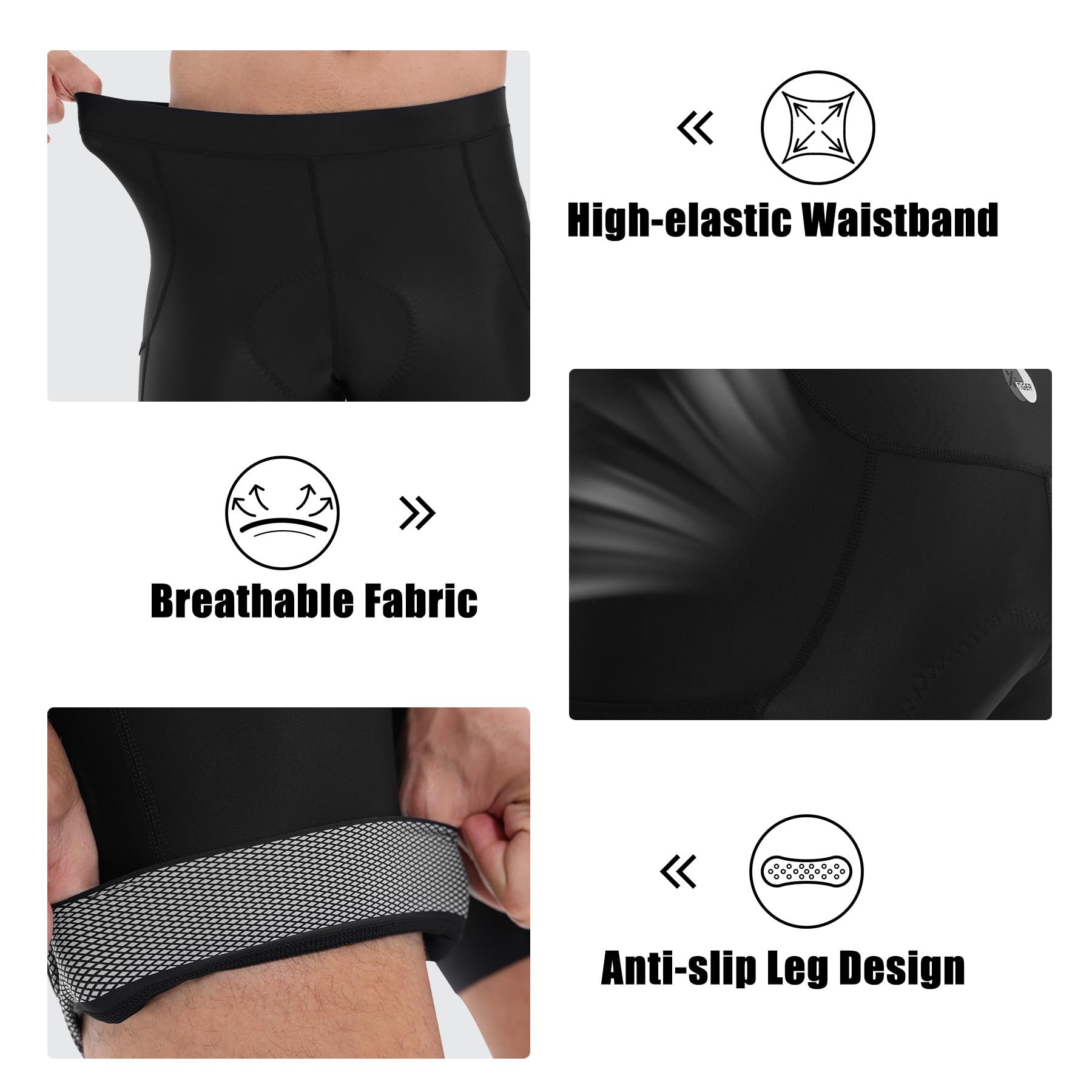X-TIGER Culotte Ciclismo Hombre Acolchado Pantalon Cortos MTB Bicicleta Pantalones Secado Rápido Transpirable con 3 Bolsillos