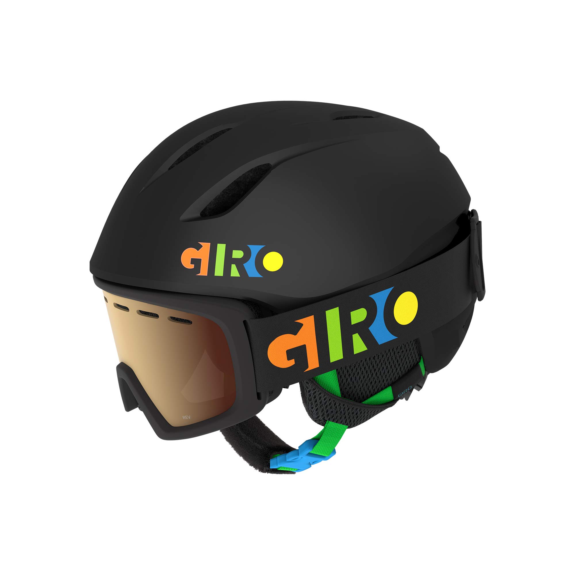 Giro Launch CP Youth Snow Helmet w/Matching Goggles - Matte Black/Party Blocks - Size S (52 55.5cm) (2021)