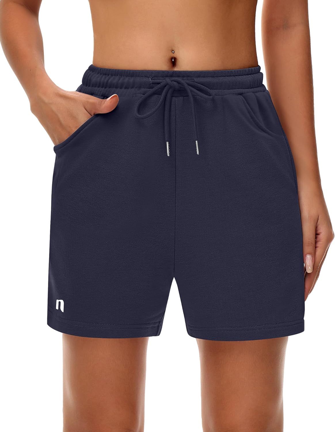 Neer 3 Pack Women's Sweat Shorts, Drawstring Running Short with Pockets, Summer Athletic Casual Walking Gym Lounge Short (Black, Dark Gray, Navy Blue,X-Large) - Image 3