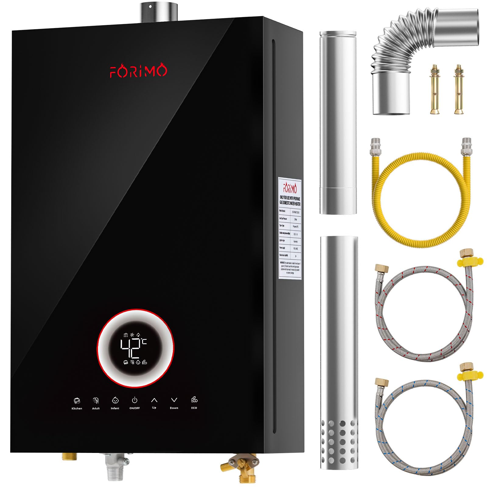 Tankless Water Heater Natural Gas, 4.21 GPM 16L Indoor Instant Hot Water Heater with Digital Fahrenheit Display Multi-Protection Constant Temperature