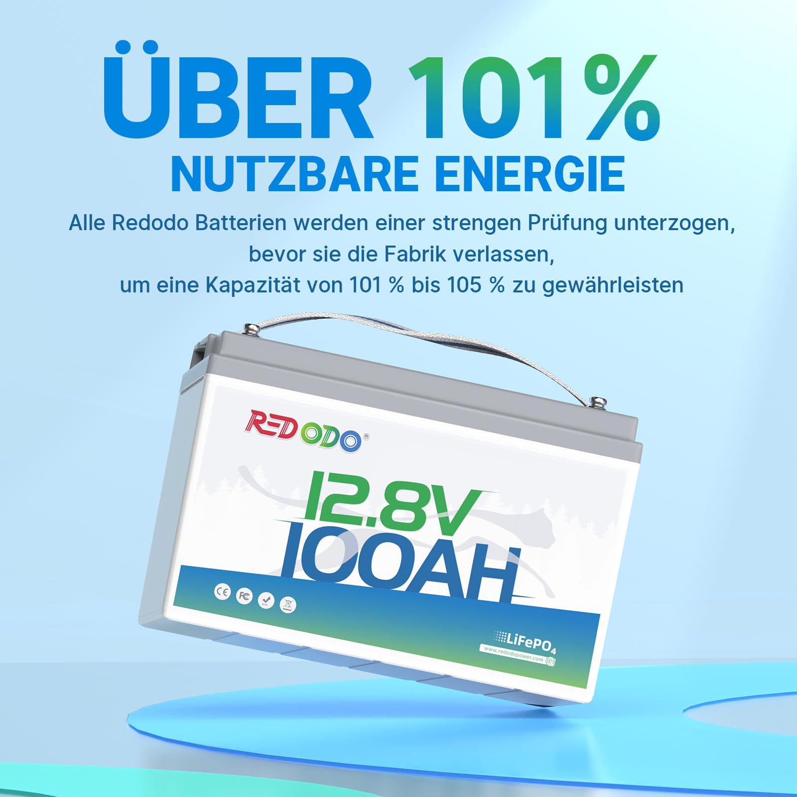 Redodo Akumulator litowy LiFePO4 12 V, 100 Ah, akumulator litowy 1280 Wh wbudowany w BMS 100 A, do 15000 cykli, 10 lat żywotności, idealny jako prąd awaryjny do samochodów kempingowych, Off Grid,