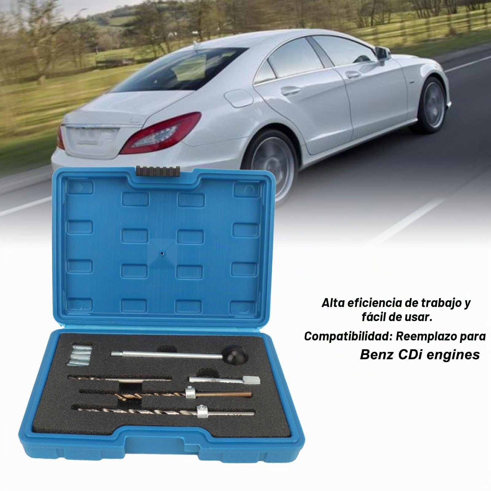 KIMISS Kit de Reparación de Roscas de Perno de Sujeción de Inyector de 10 Piezas con Caja de Soplado Herramienta de Reparación de Perno de Sujeción de Inyector de Metal para