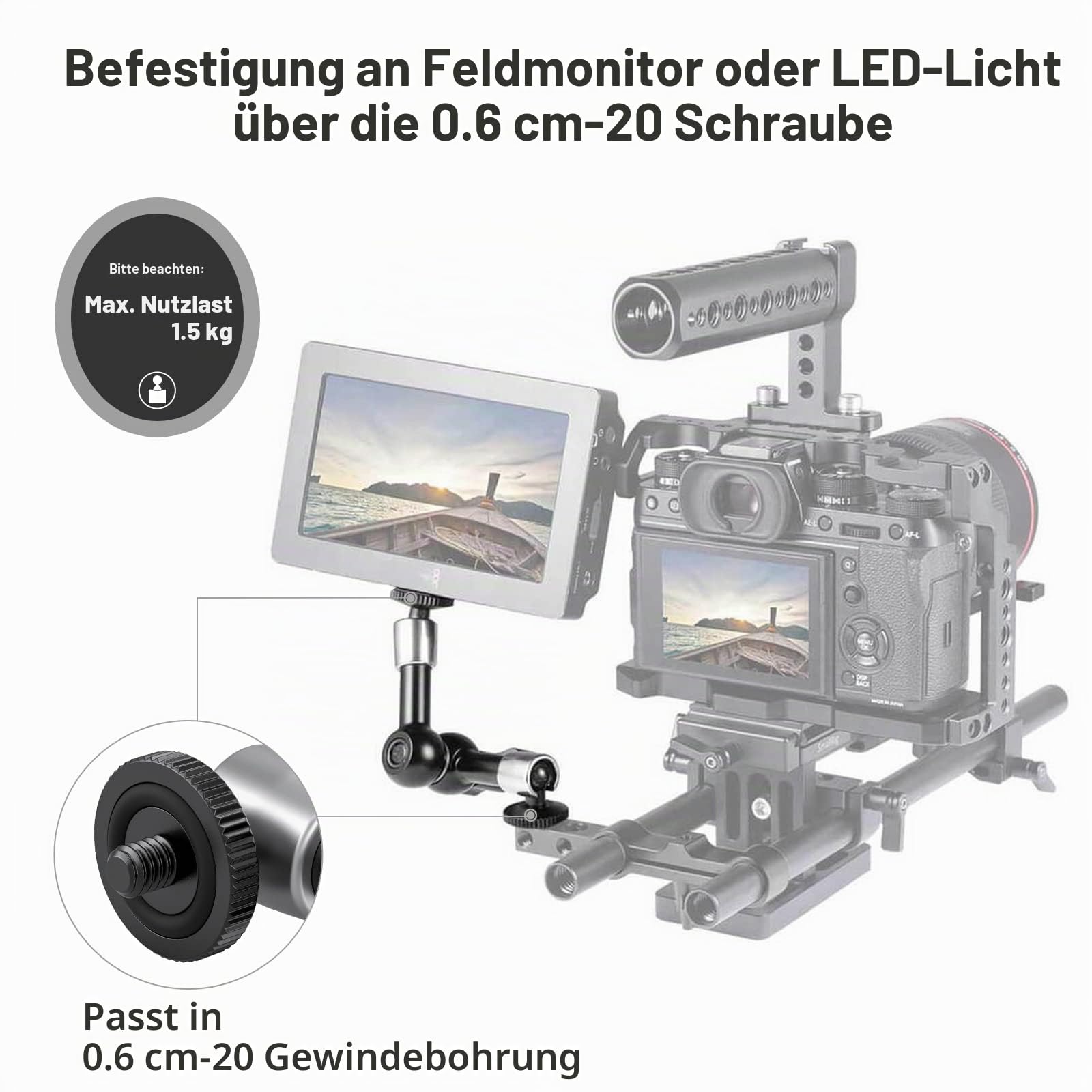 SMALLRIG Magic Arm 5,5 Zoll für Monitor EVF Videokamera Rig - 2065B