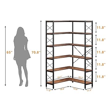 Amazon.com: Wildhome 6-Shelf Corner Bookshelf, Vintage