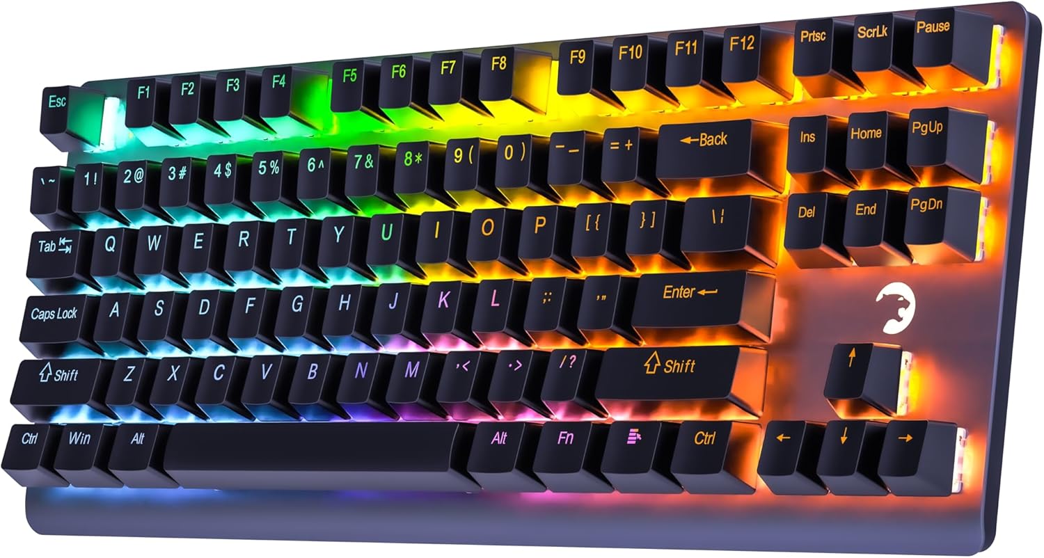 GAMEPOWER EVA 7 TKL Teclado mecánico para juegos, 87 teclas, inalámbrico, con cable, Bluetooth, triple conectividad, interruptores rojos táctiles,