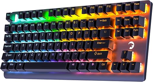 GAMEPOWER EVA 7 TKL Teclado mecánico para juegos, 87 teclas, inalámbrico, con cable, Bluetooth, triple conectividad, interruptores rojos táctiles,