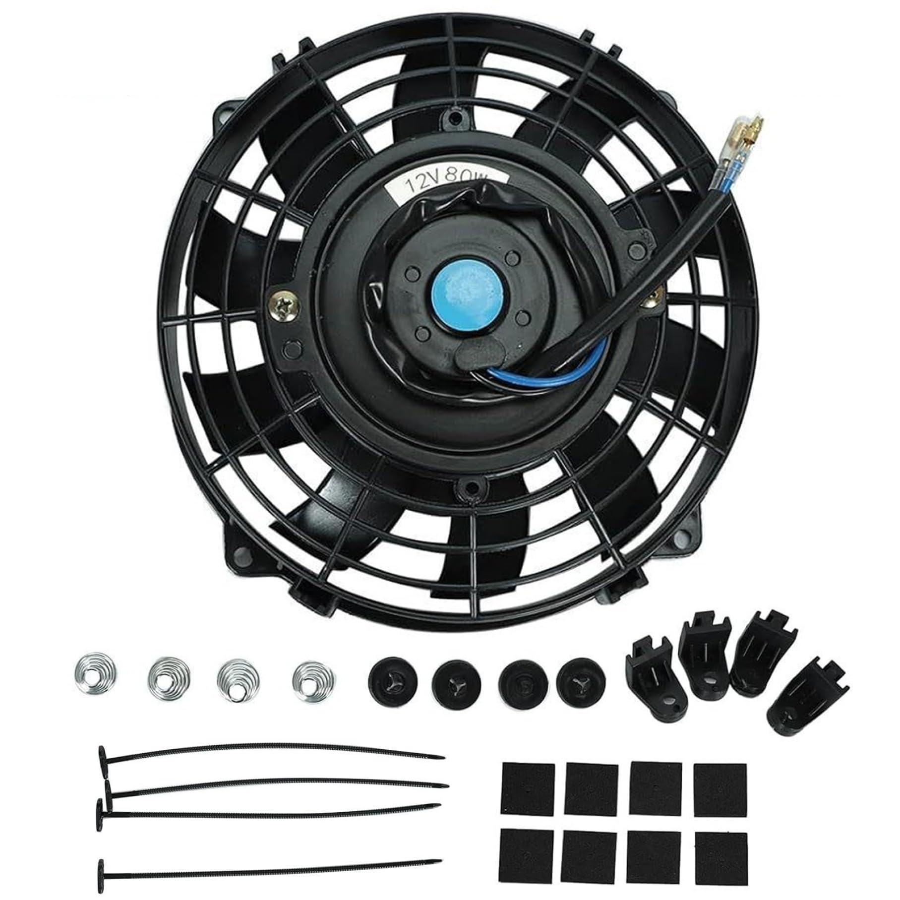 Pineeseatile Electric Radiator Fan 7 Inch 12V 80W for Cooling, 800 CFM High Performance Push Pull Radiator Cooling Fan with Mount Kit