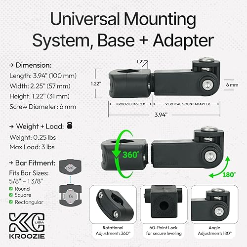 Miniatura 4 de Kroozie Soporte para botellas de bicicleta de lujo, universal, de acero inoxidable, para manillares, para barras verticales o en ángulo y bebidas de