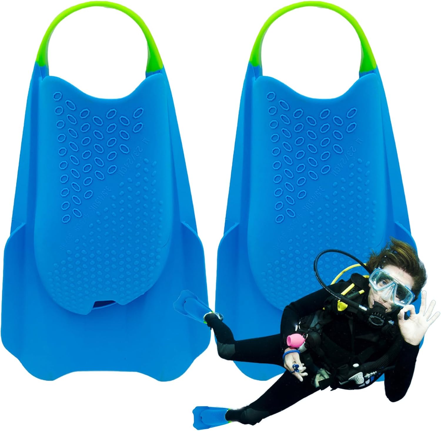 Adult Swimming Fins | Silicone Model with Open Heel, Short and Portable - Silicone Fins for Swimming | for Men Beginners in Pool Beach Sea Diving Snorkeling and Training