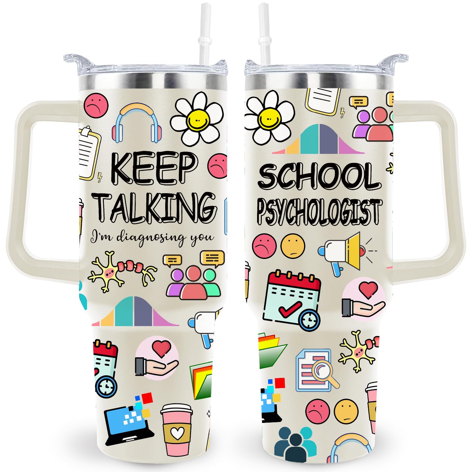 School Psychologist Gifts Teacher Gifts School Psychologist Insulated Tumbler Cup Teachers Appreciation Gift For Women Men 40 Oz Teacher Travel Mug With Straw And Handle