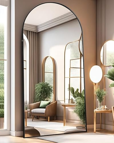 Miniatura 6 de Espejo de longitud completa con soporte, espejo de piso de 34 x 76 pulgadas, espejo de pared arqueado, espejo de gran tamaño de longitud completa,