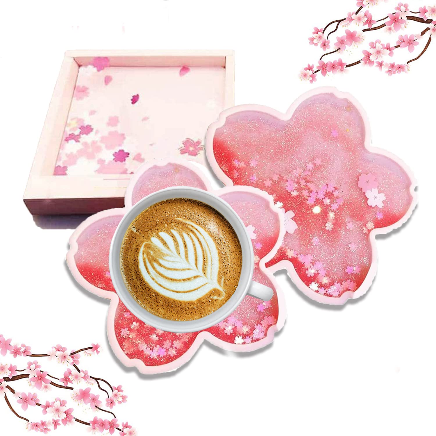 Amazon.com: 2pcs Sakura Coasters,Non-Slip Insulation Acrylic