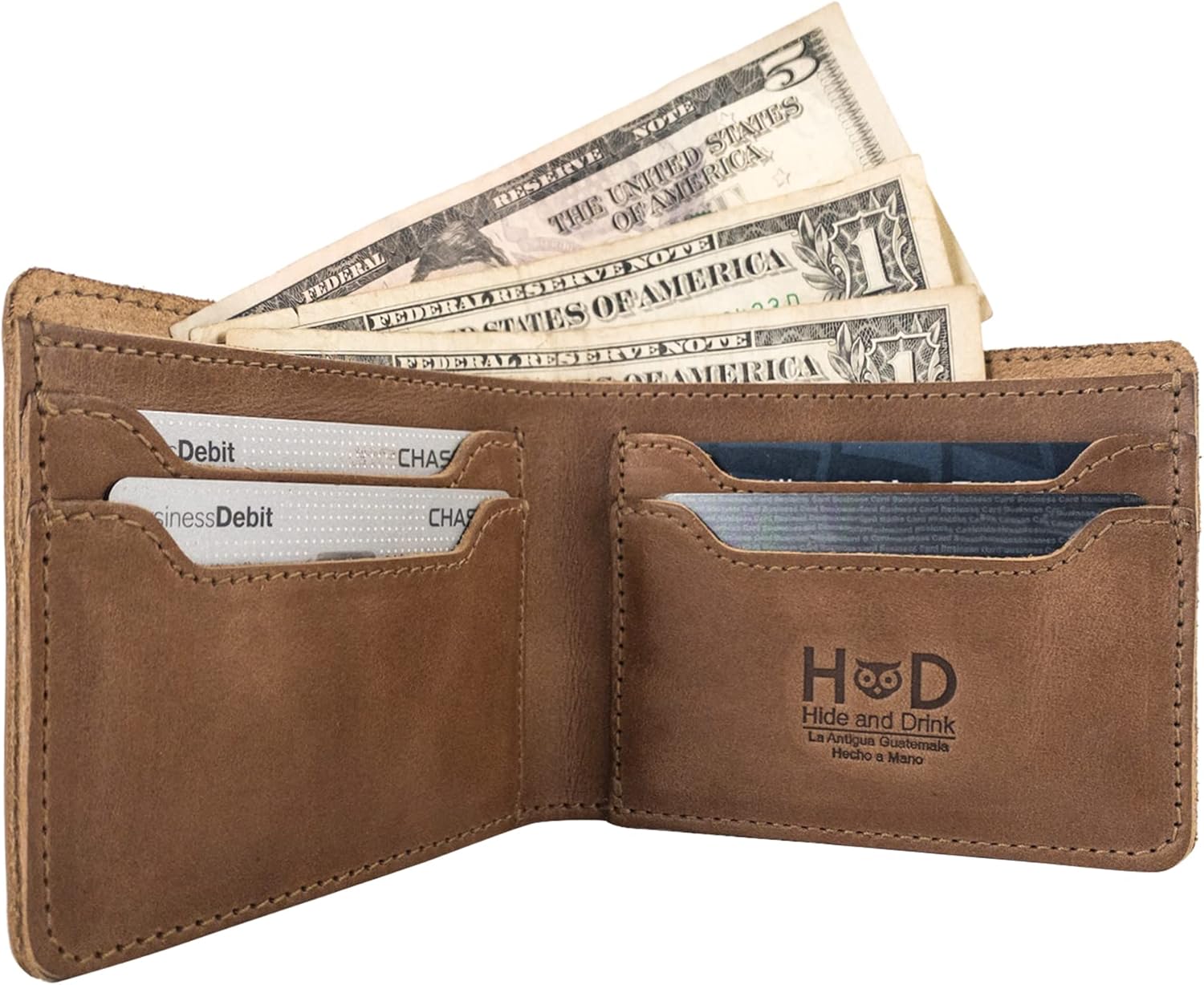 Hide & Drink, Classic Wallet, Storage Case for Identification, Multiple Card Slots, Bifold Wallet, Travel Accessory, Full Grain Leather, Handmade, Single Malt Mahogany - Image 5