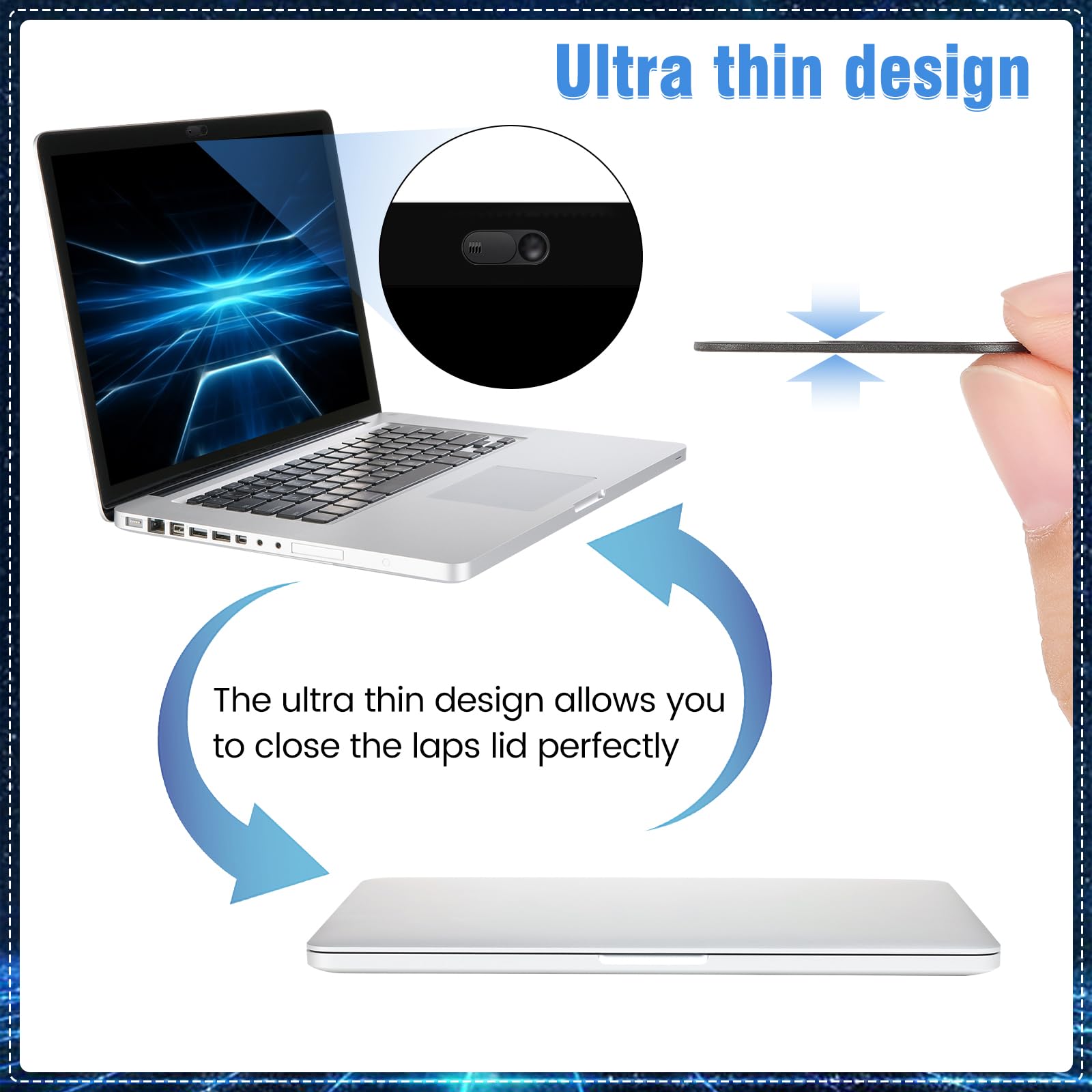 Toojcc Funda deslizante para cámara portátil, 3 fundas grandes + 3 pequeñas para cámara web ultrafina para laptop, computadora, tablet, iPhone 6/7/8 Plus y cámara interior Tesla Model 3/Y, bloqueador
