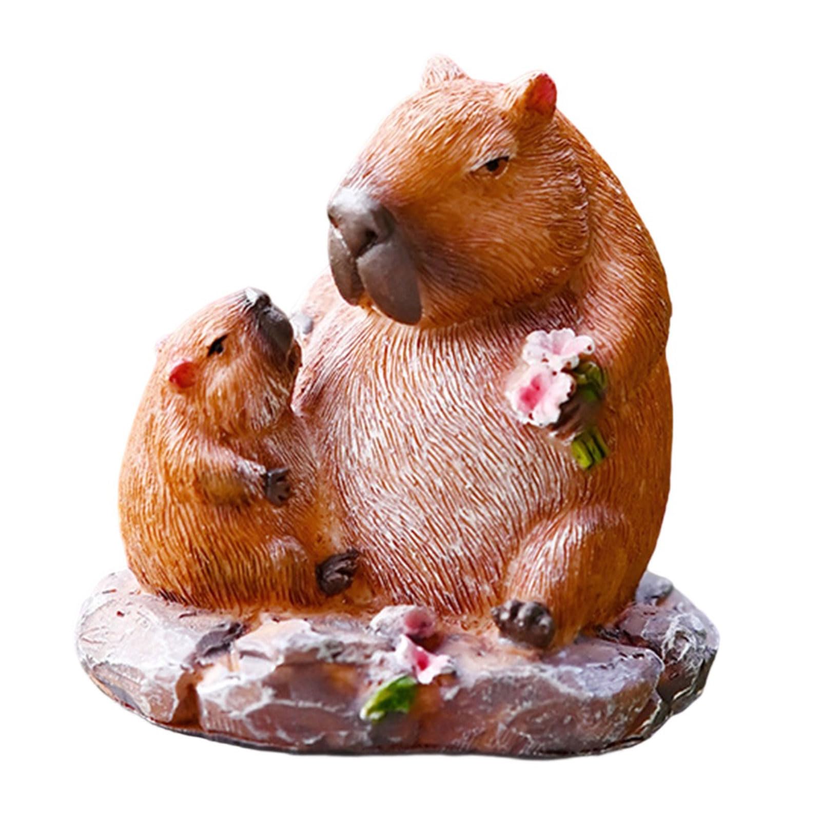 Msioytog Resins Mother and Child Capybaras Figurine Miniature Animal Collectible Ornament for Home Decors and Garden Landscape Garden Capybaras Sculpture