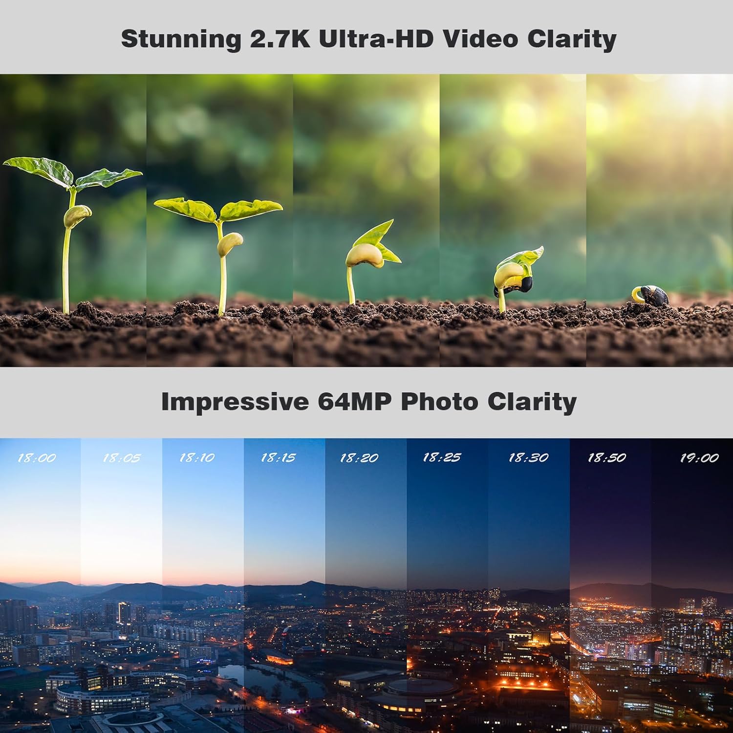 Time Lapse Camera, Timelapse Camera Wi-Fi with App Control, Color Night Vision, Manual Focus, 6-Month Battery, 32GB Storage, for Indoor Construction, Plant, Cooking, No LCD Screen, No Waterproof