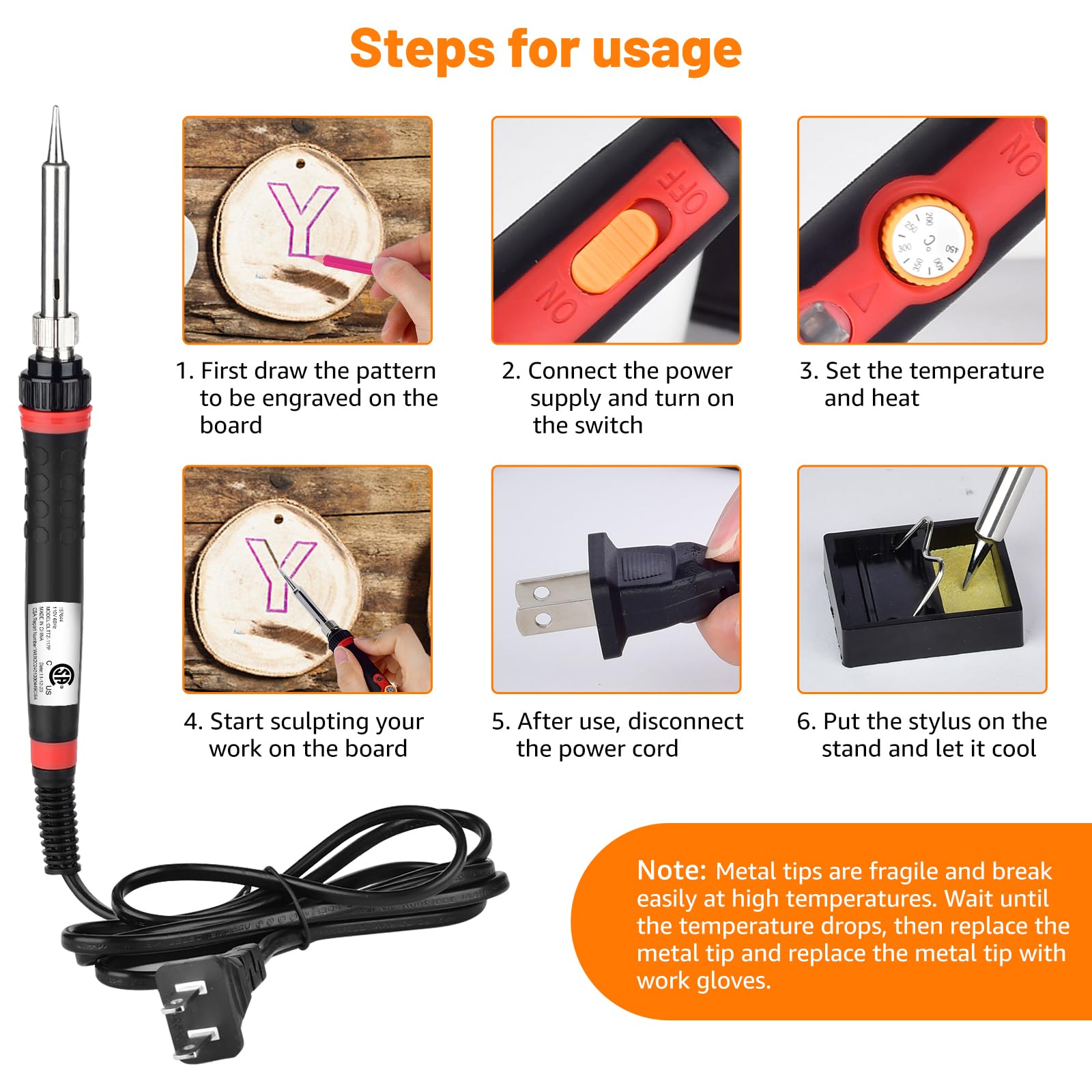 Wood Burning Kit 117pcs, 60W 110V Pyrography Wood Burning Tool Kit