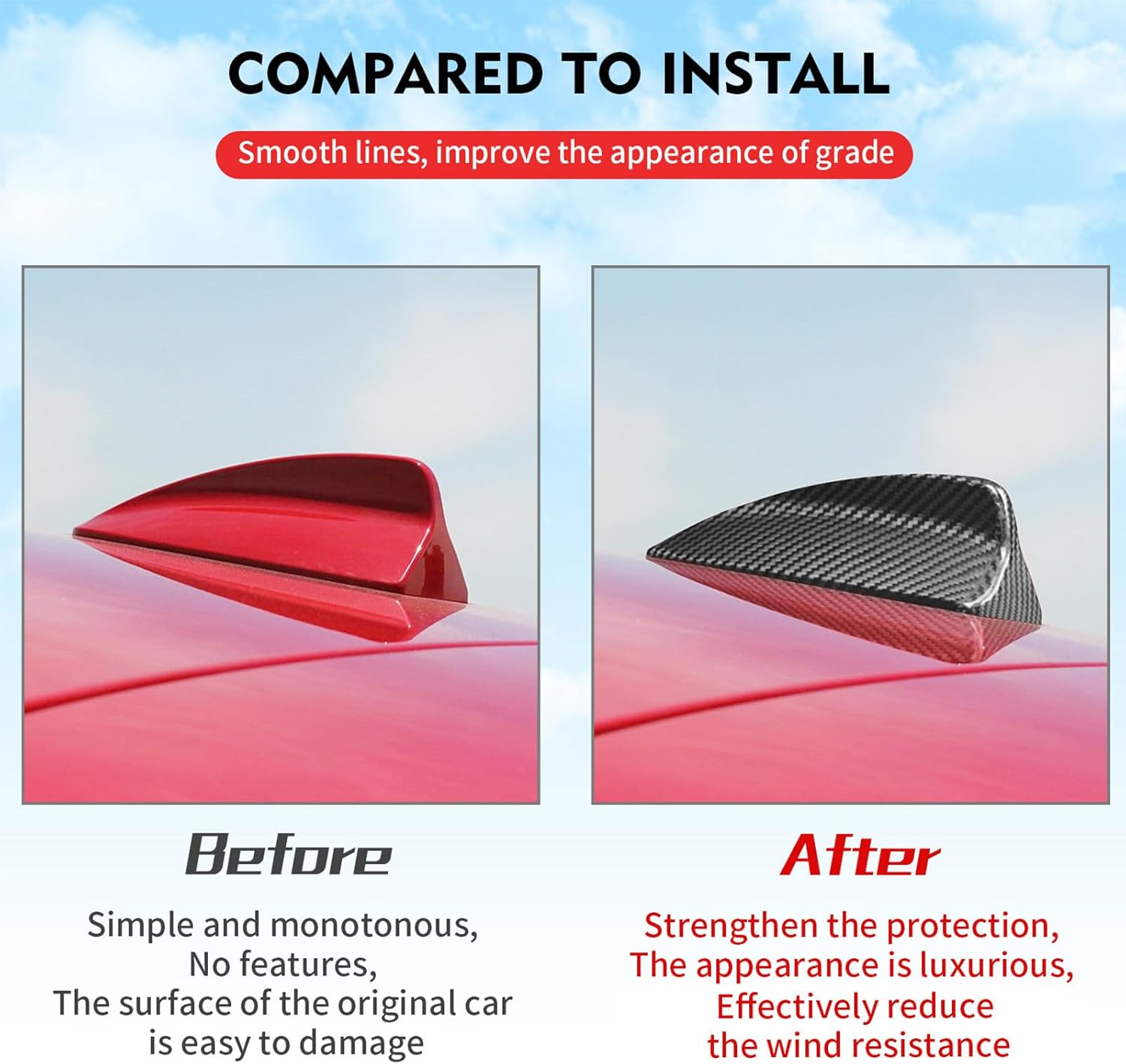 Replacement for Antenna Cover Shark Fin Trim Hood Carbon Fiber Automotive Roof Aerials for BMW X5 E70 2006-2013 X6 E71 E72 2007-2014 X3 F25 F11 F07 GT (Black)