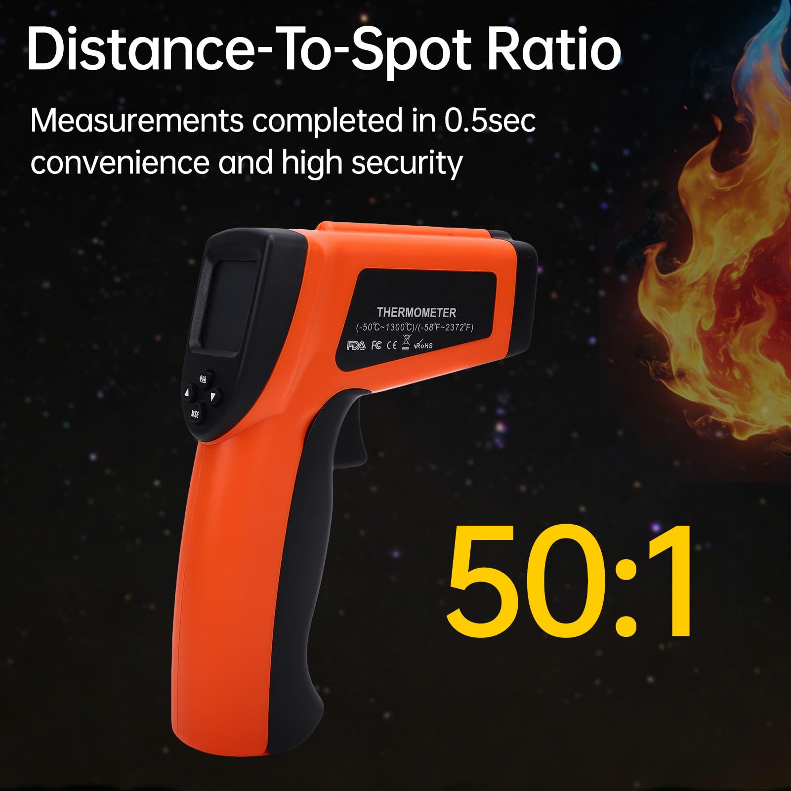 Termometro a Infrarossi Doppio Strumento di Temperatura Ad Alta Precisione per Uso Domestico da -58 ℉ a 1616 ℉ (Imballaggio della scatola dei colori)