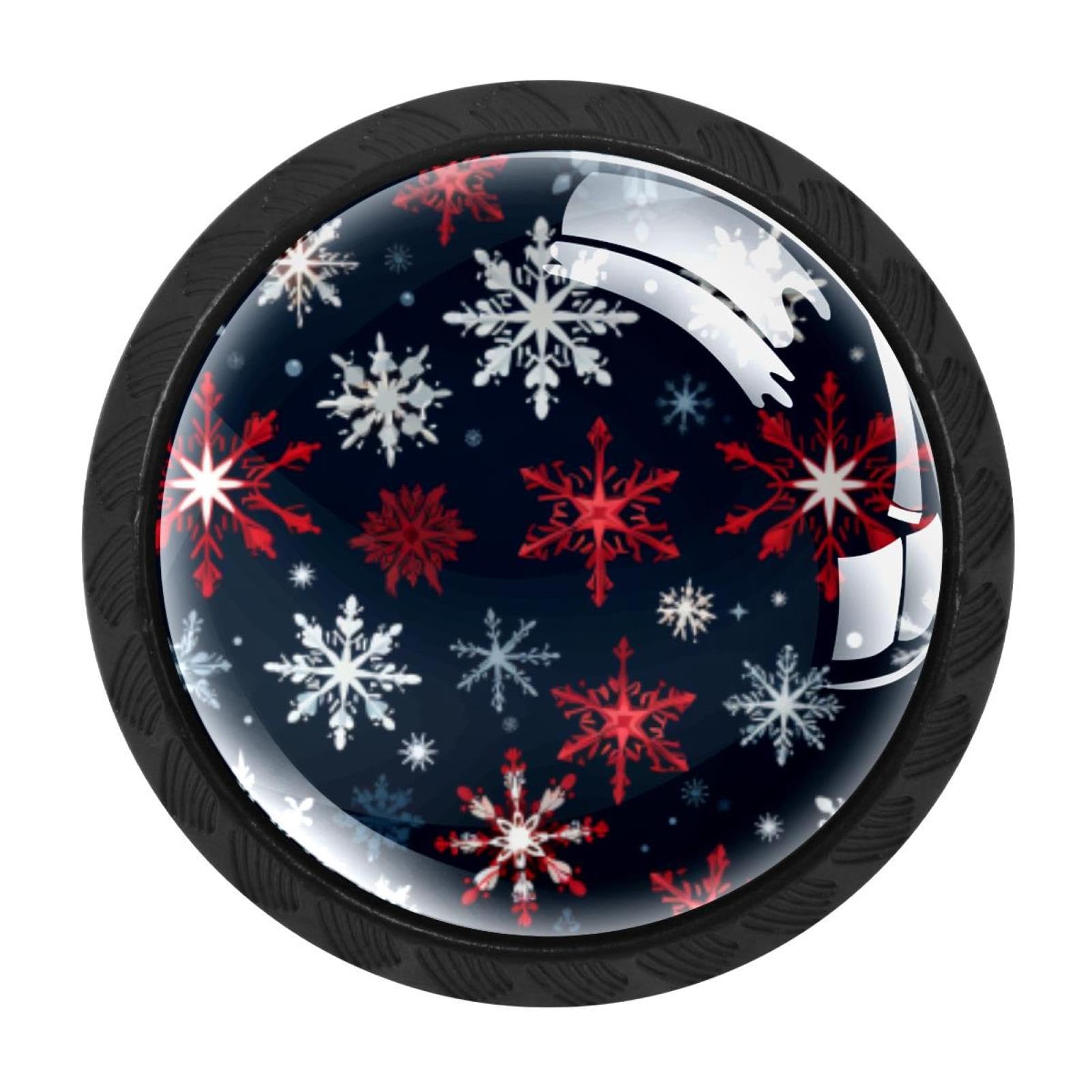 CHENZZZZ 4 PCS Christmas Snow Crystal Glass Cabinet Knob Drawer Pull Handle for Kitchen Cupboard Dresser Wardrobe etc