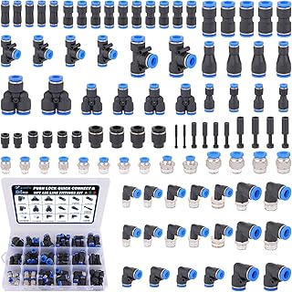 94 Pcs Quick Connect Air Line Fittings Kit Pneumatic Push Lock Air Fittings 1/8",1/4",3/8" Push to Connect & NPT Thread Air Hose Fittings Quick Release Airline Fitting Kit