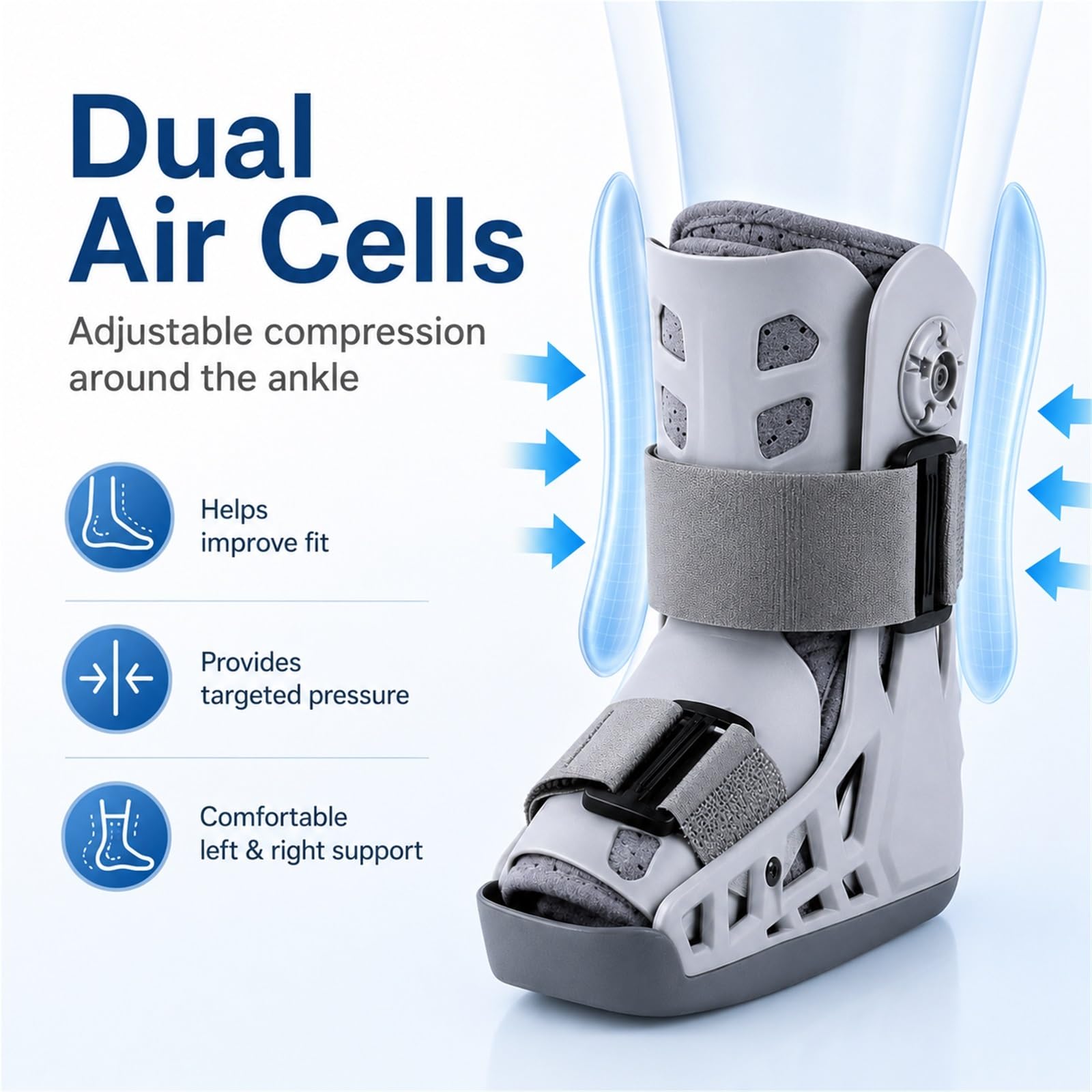 Bota Ortopédica Walker para Esguince de Tobillo y Fracturas con Doble Airbag Ajustable Bota Caminadora Ligera para Recuperación de Tendón de Aquiles Hombre Mujer(L)