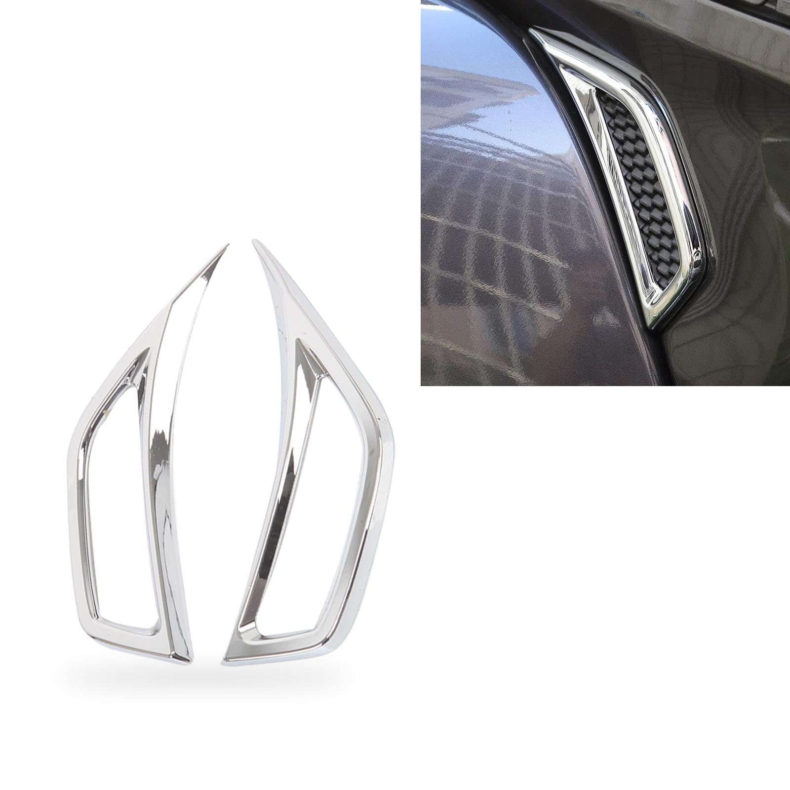 Fogfar 2 PCS Car Fender Air Outlet Patch, Body Fender Trim Strip, Wheel Eyebrow Side Air Conditioner Air Outlet Cover, Compatible with 18-21 Jeep Wrangler JL Gladiator JT Accessories (Plating Silver)