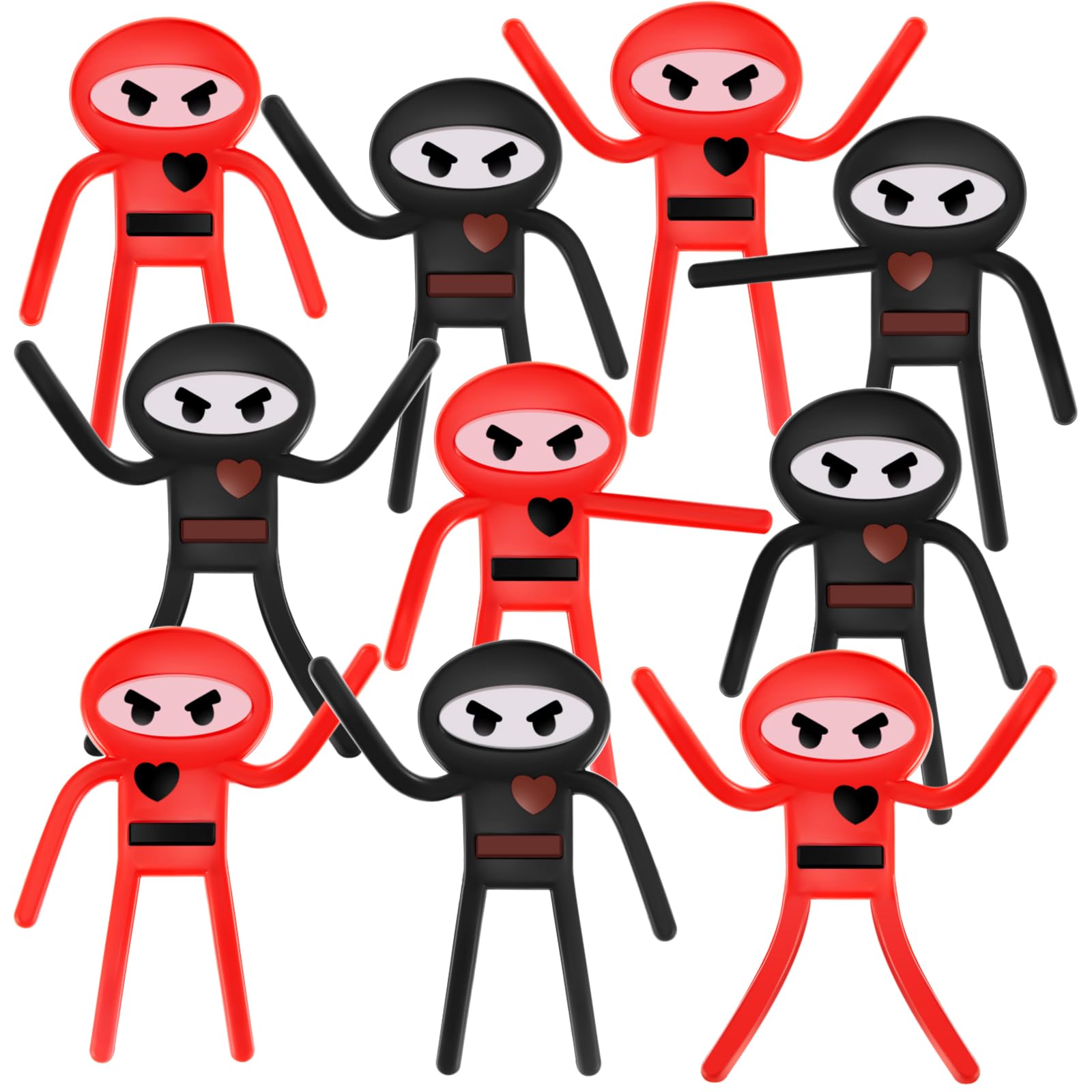 24 Pcs Bendable Ninja Toys for Boys and Girls, Ninja Party Favors Bendable Ninja Figures Stress Relief Fidget Toys for Goodie Bag Stuffers Birthday Party Supplies Pinata Fillers, 2 Styles