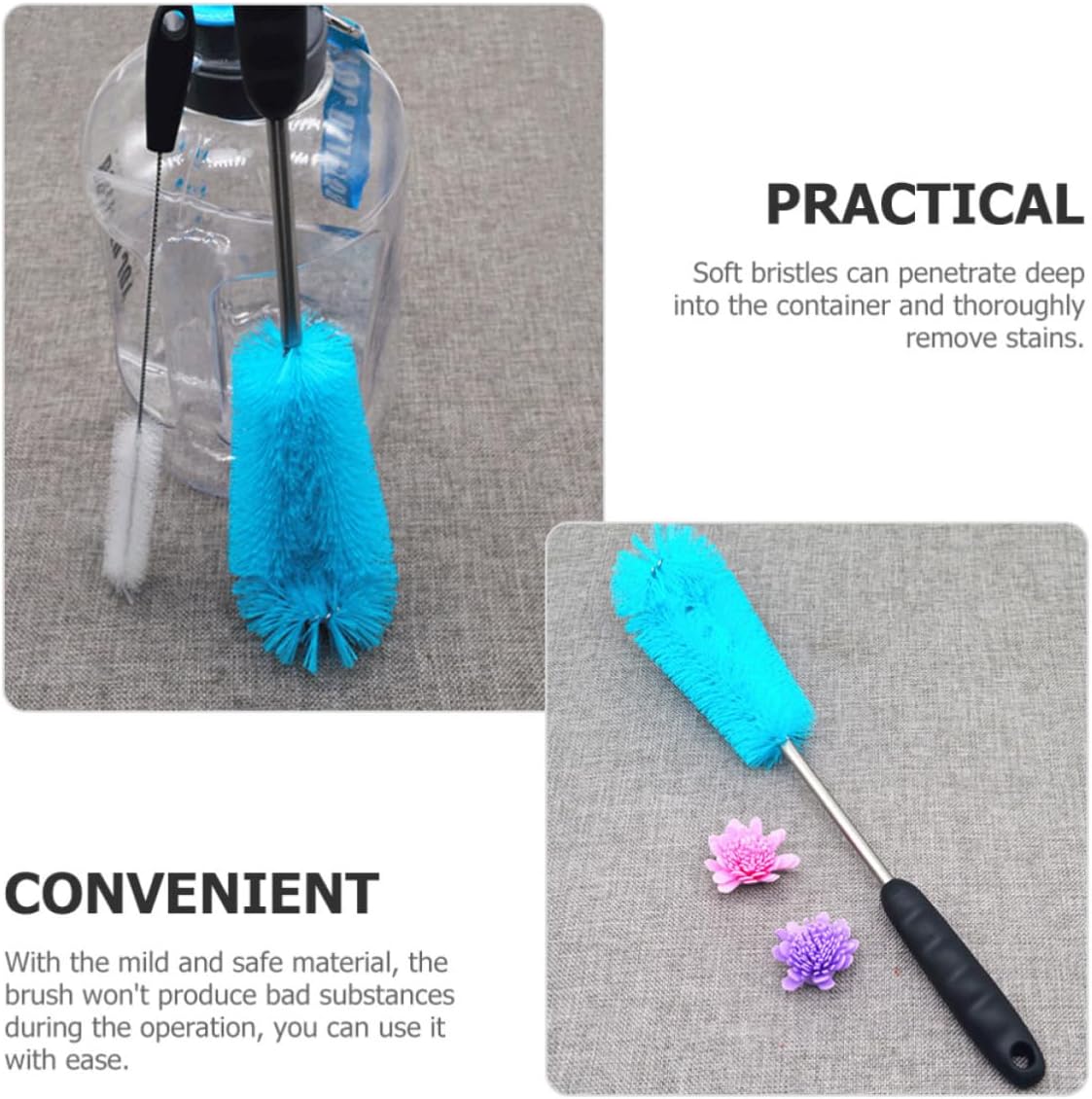 Multi-Functional Plastic and Nylon Material Bottle Cleaning Brush Set with Long Handle and Convenient Storage, for Water Cups and Test Tubes for Household Sanitation