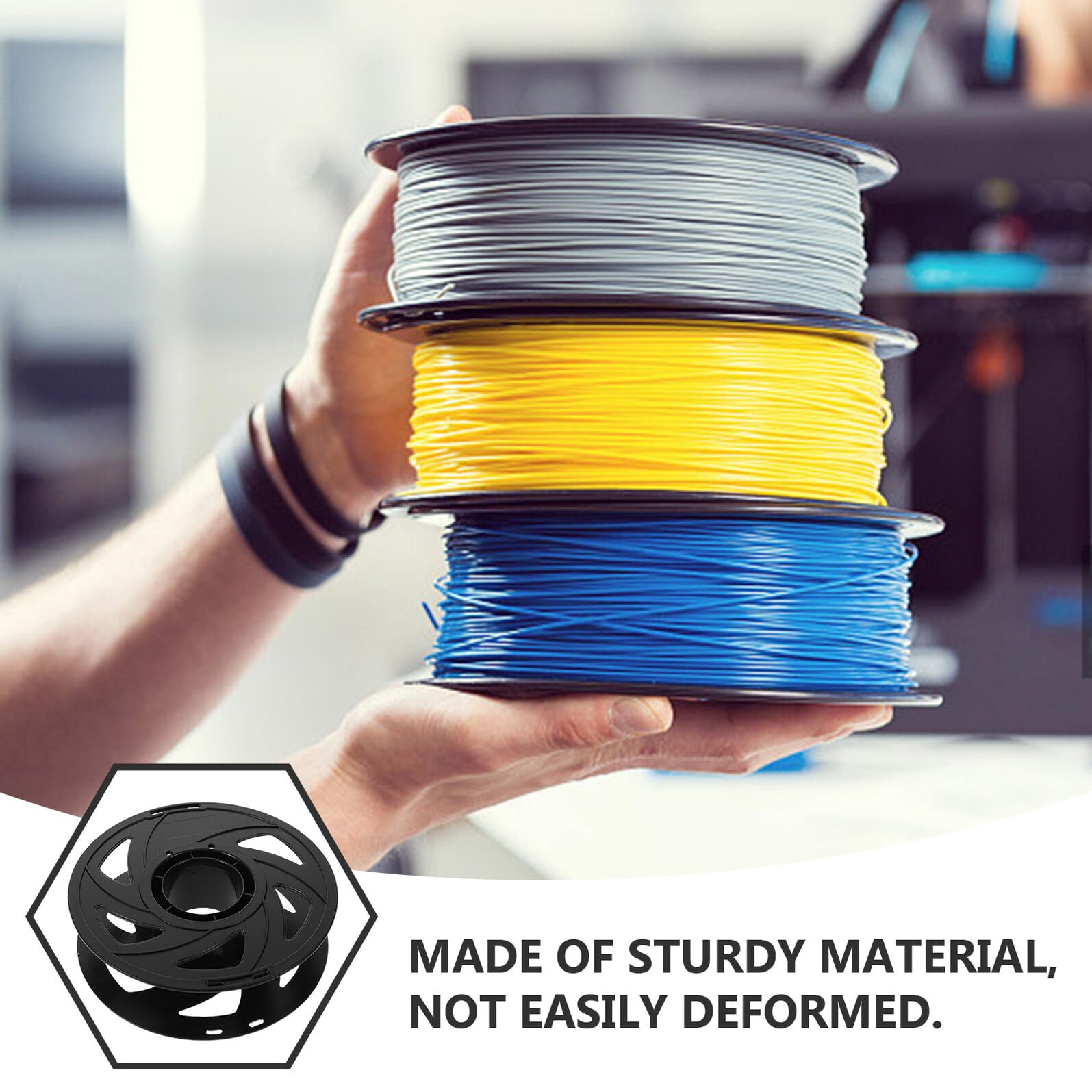NUOBESTY Bobina di Filamento per Stampante 3D in Plastica, Set da 6 Pezzi Forma a Ventaglio Scavata, Compatibile Pla e Altri Materiali, per Conservazione Efficiente