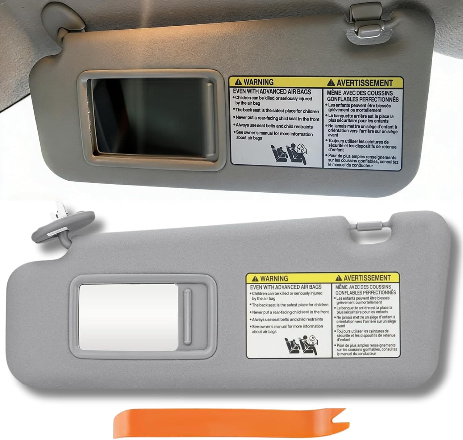 Front Left Driver Pilot Side Sun Visor Compatible with Toyota Highlander 2008 2009 2010 2011 2012 2013 74320-48500-B0 (Gray)