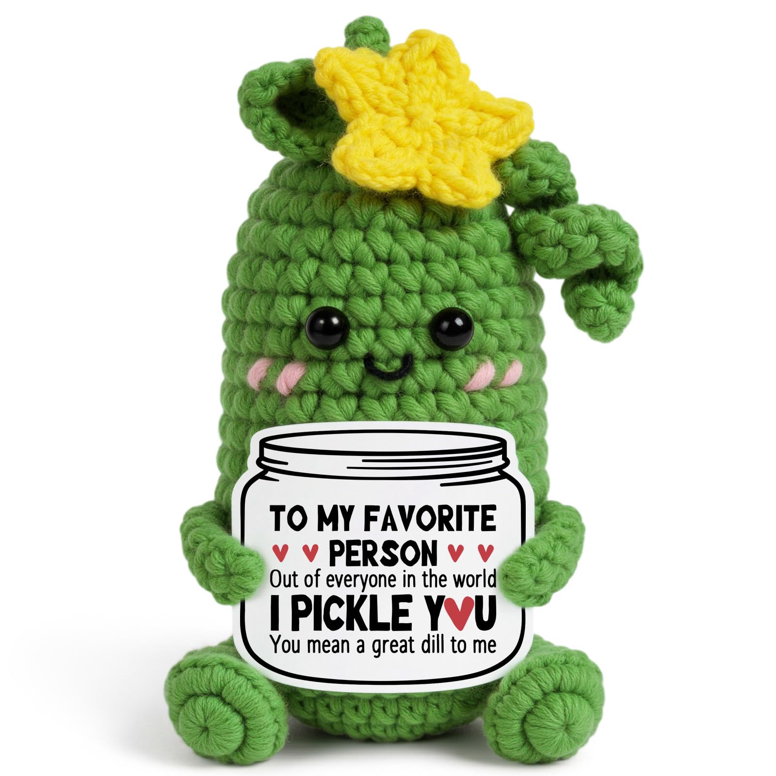 Juratar Gifts for Him Her Girlfriend Boyfriend, Anniversary Birthday Gifts for Women Men Couple, Funny I Love You Wife Husband Fiance Partner, Handmade I Pickle You Crochet Dill Pickle with Pun Card