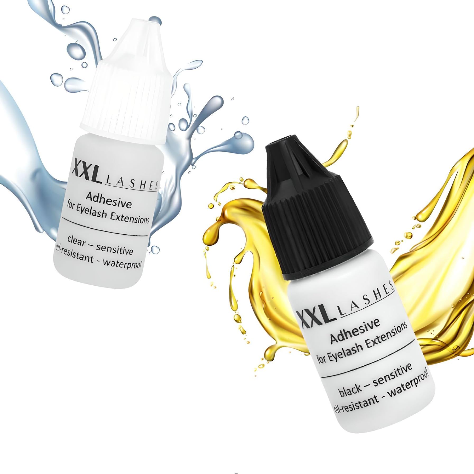 Klej do rzęs, XXL Lashes Adhesive, odporny na olej, wrażliwy klej do przedłużania rzęs, wodoodporny, bezzapachowy, antyalergiczny, certyfikowany pod kątem bezpieczeństwa, wegański – przezroczysty (data napełniania na dnie butelki)