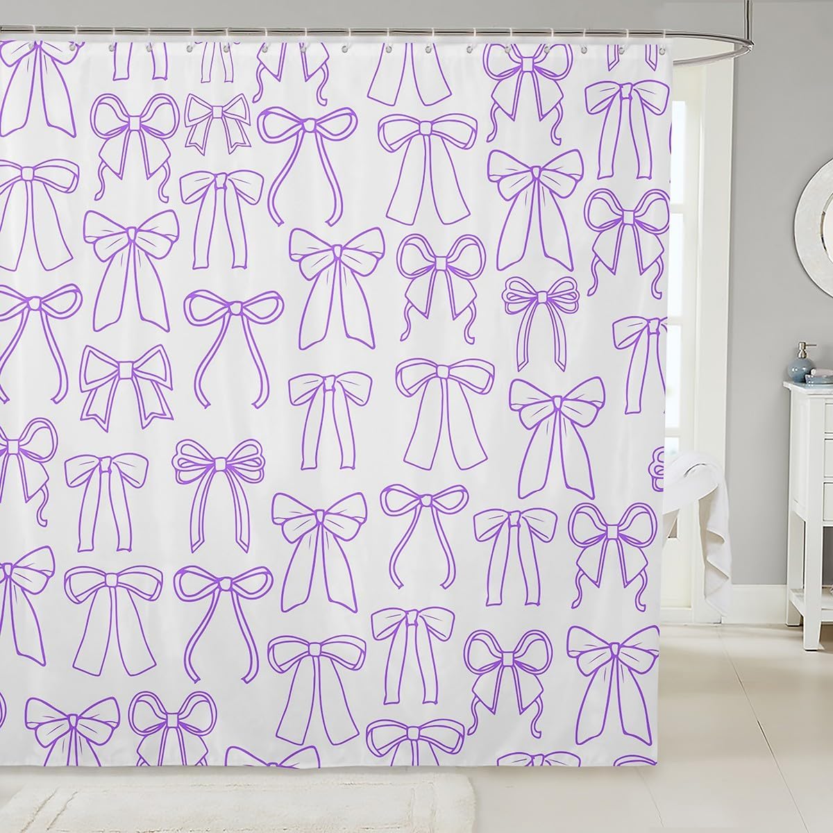 jejeloiu Girls Guitar Bathroom Accessories 72"x72" Music Lover Shower Curtain for Bathroom Decor for Kids Boys Girls Glitter Pink Blue Decor Bath Curtain Waterproof Polyester Fabric image 5