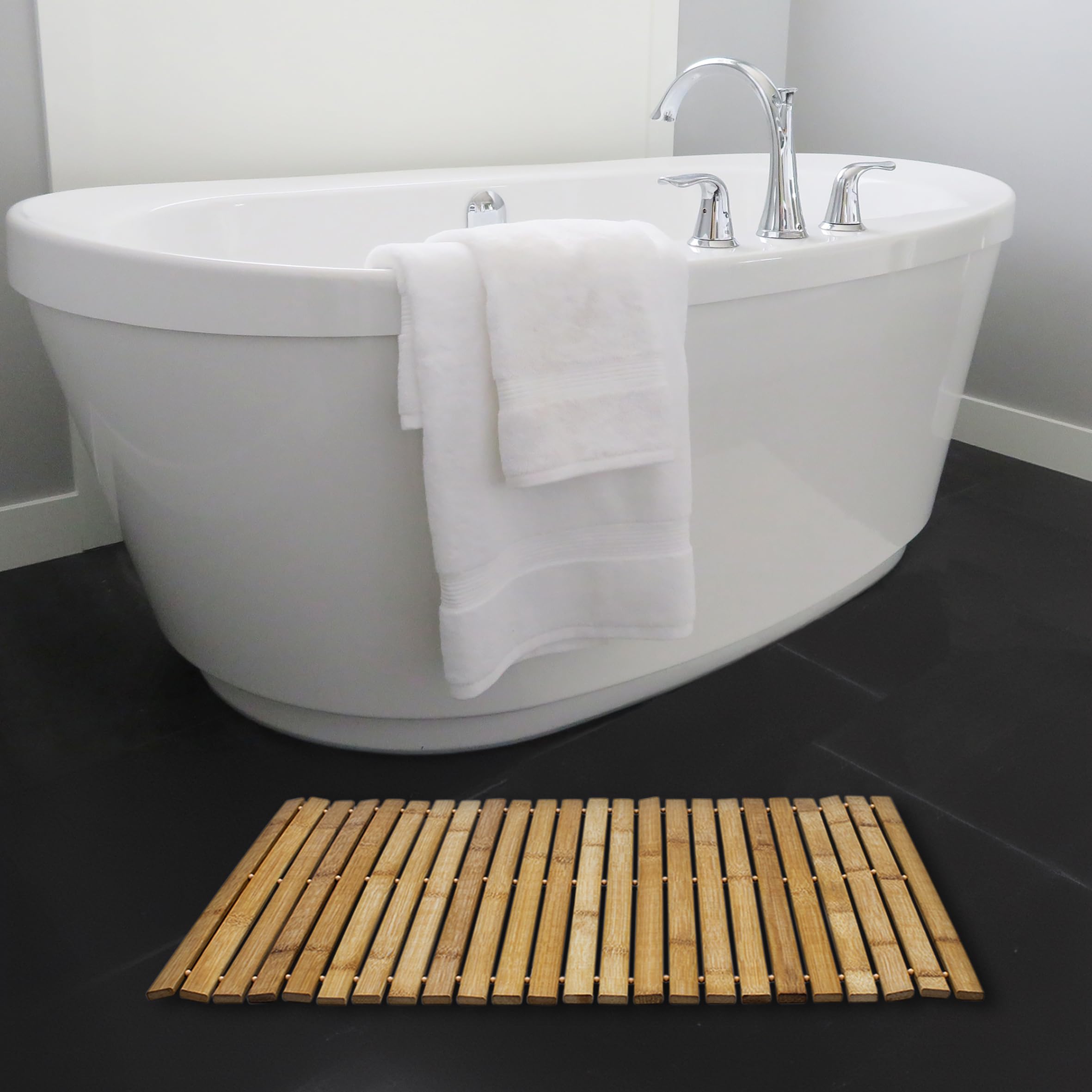Tappetino Bagno In Legno Acacia 80x50cm - Antiscivolo, Pedana Doccia, Sauna, Igienico E Facile Da Pulire - Foto 12