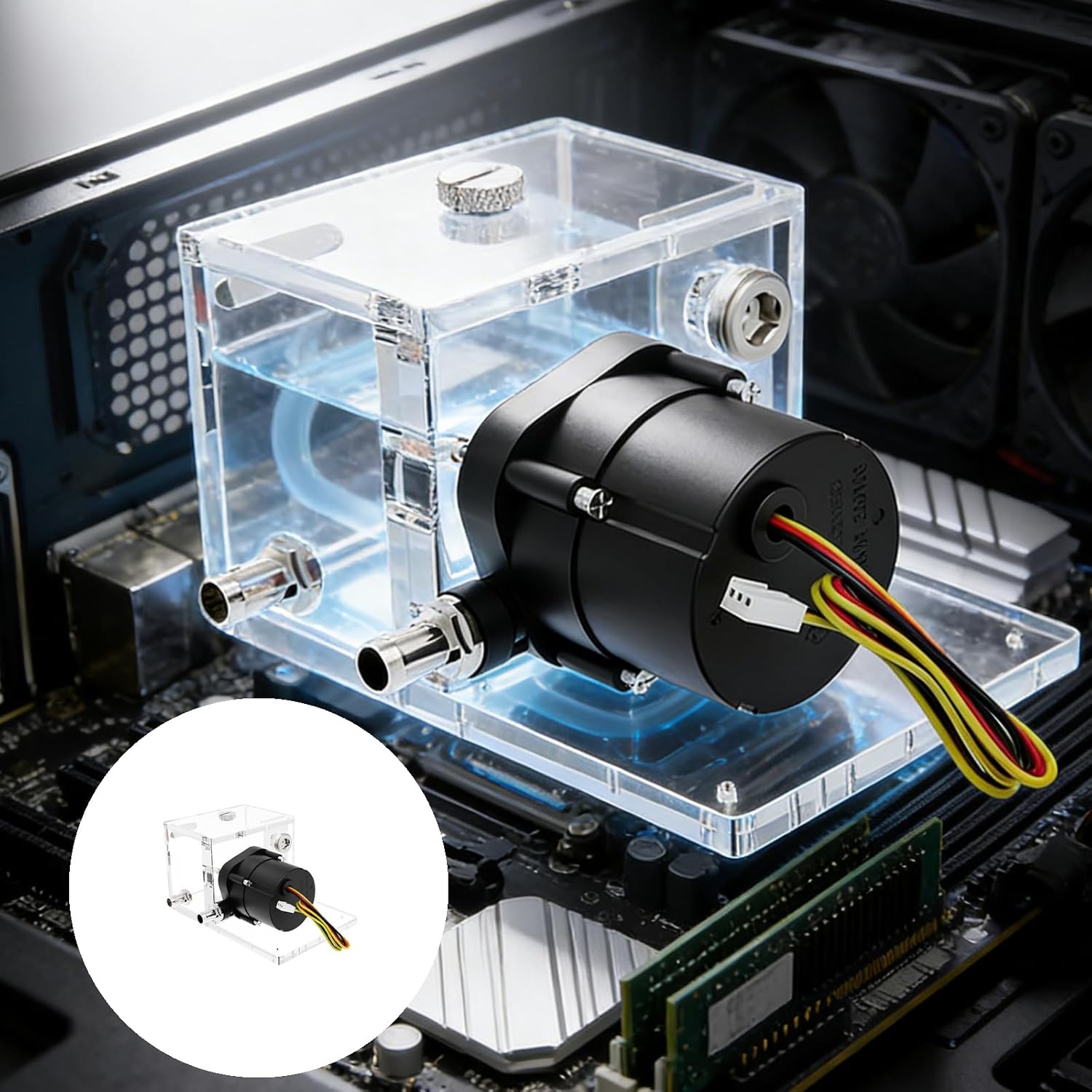 Acrylic Pumping Water Container Heat Dissipation Industrial Cooling Reservoir 6300RPM 24V 1400L PC Liquid Cooling Replac Water Circulation