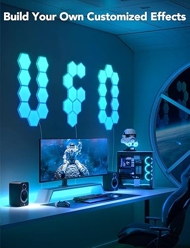 Miniatura 4 de Govee Paneles de luz Glide Hexa, luces LED hexagonales RGBIC para pared, paquete de paneles de luz hexagonales deslizantes, luces de pared 3D con