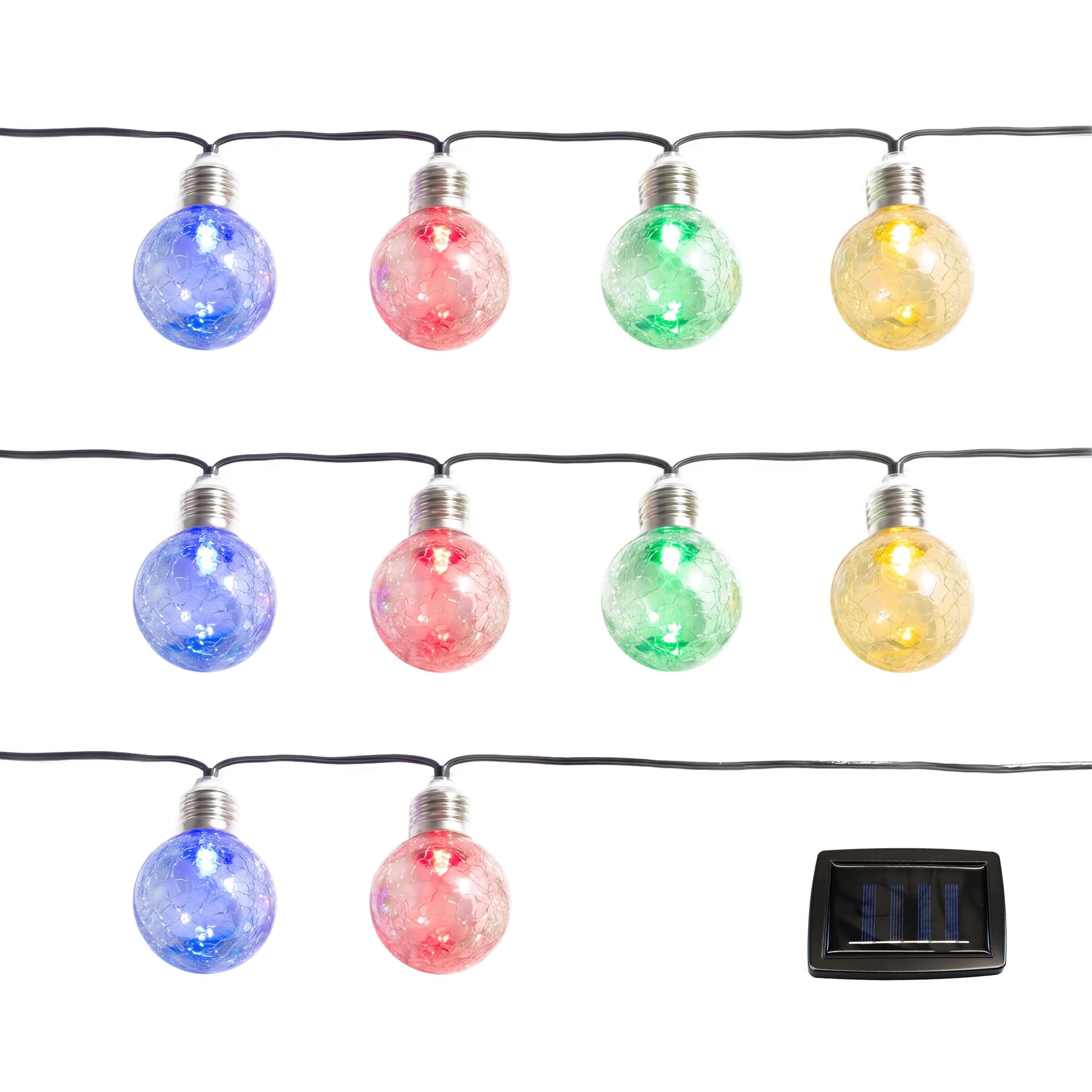 B&Q -  Garden Outdoor Solar  Coloured Crackle Ball String Fairy Lights
