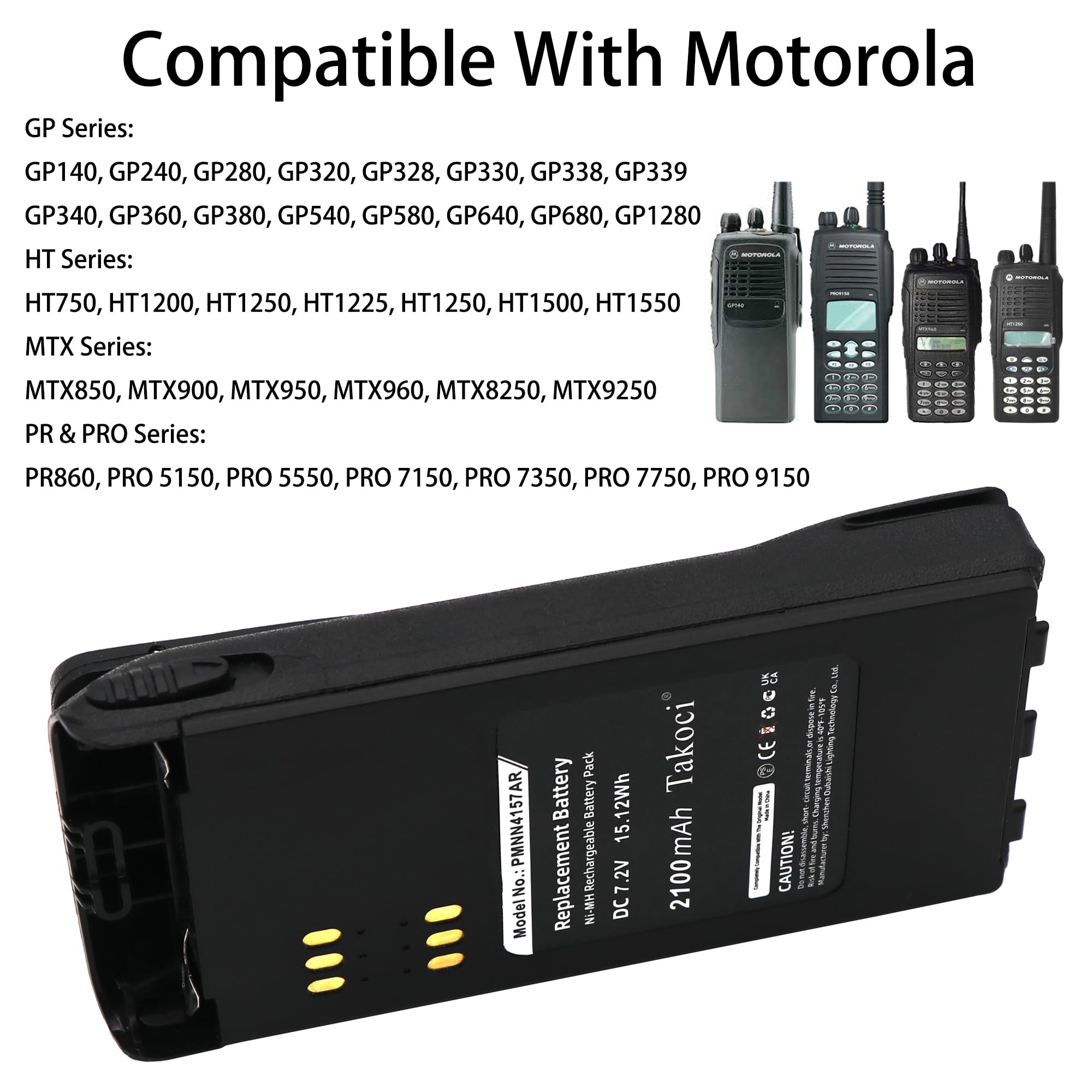 Motorola Funkgerät-Akku HNN9008A – 7,2V, 2100mAh Ni-MH, Kompatibel Mit GP/HT/MTX Serie