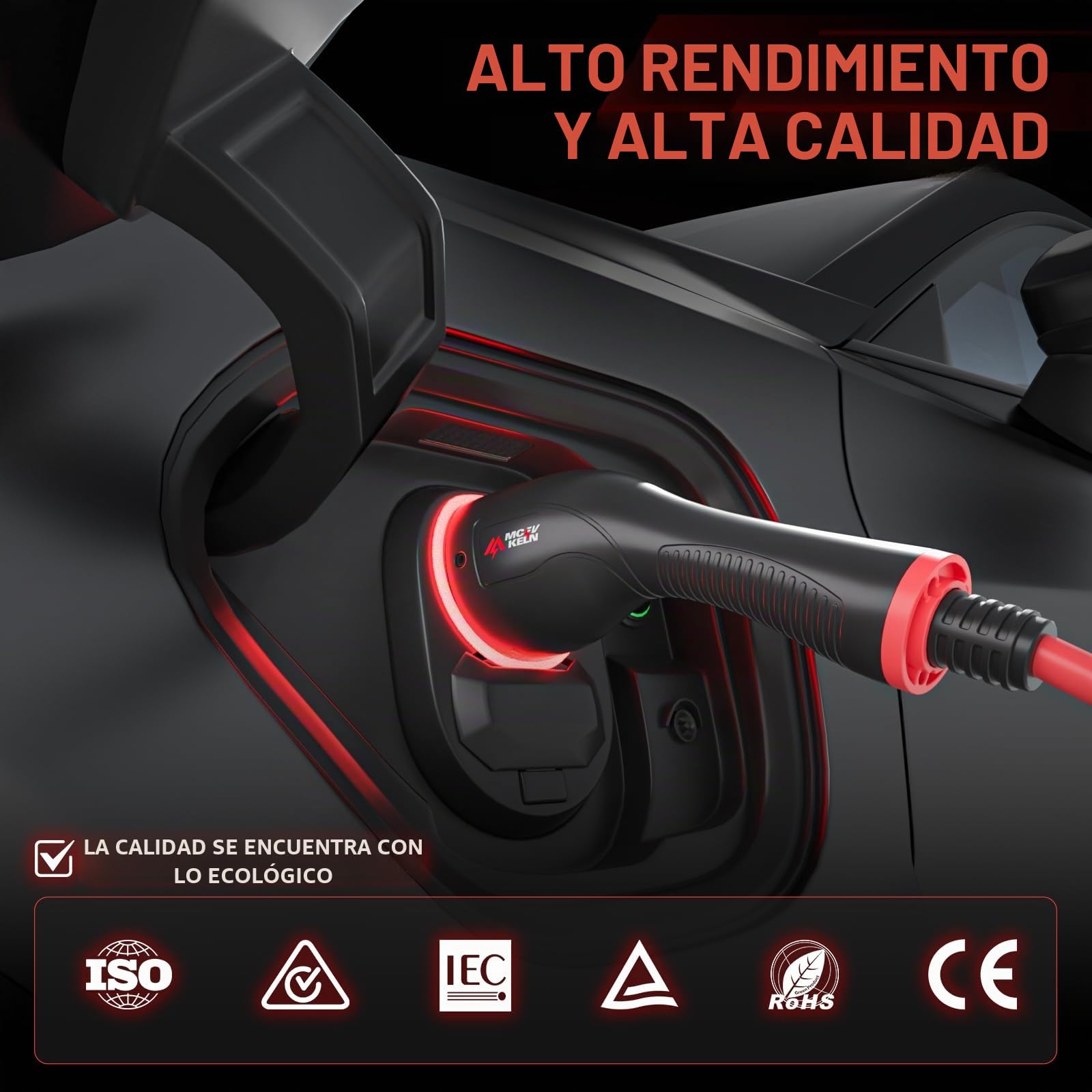 Cable de Carga para EV Tipo 2 8 m 22 kW, 32 A Trifásico | Modo 3 Cable de Carga Rápida Híbrido Enchufable para Vehículo Eléctrico Tipo 2 | para Model Y/3/ID.4/IONIQ 5/EV6/Spring/5 E-Tech